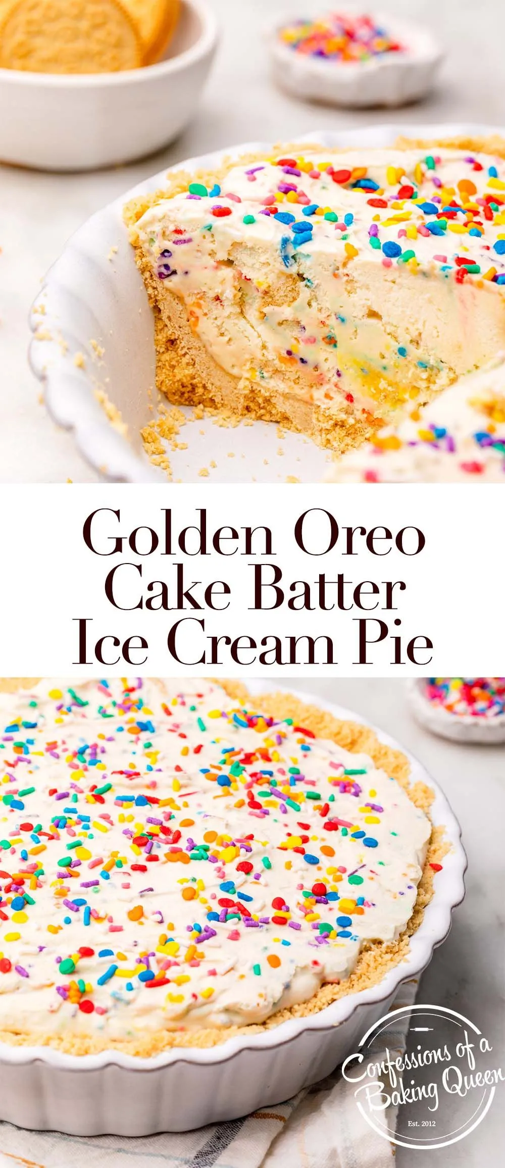 Golden Oreo Cake Batter Ice Cream Pie