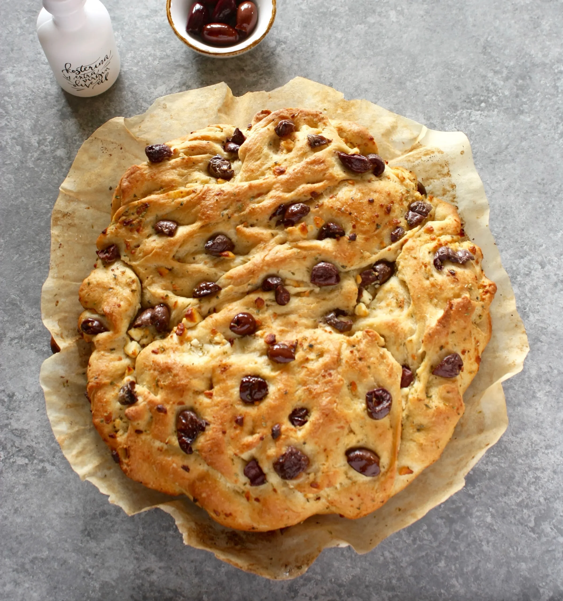 Greek Homemade Olive Bread