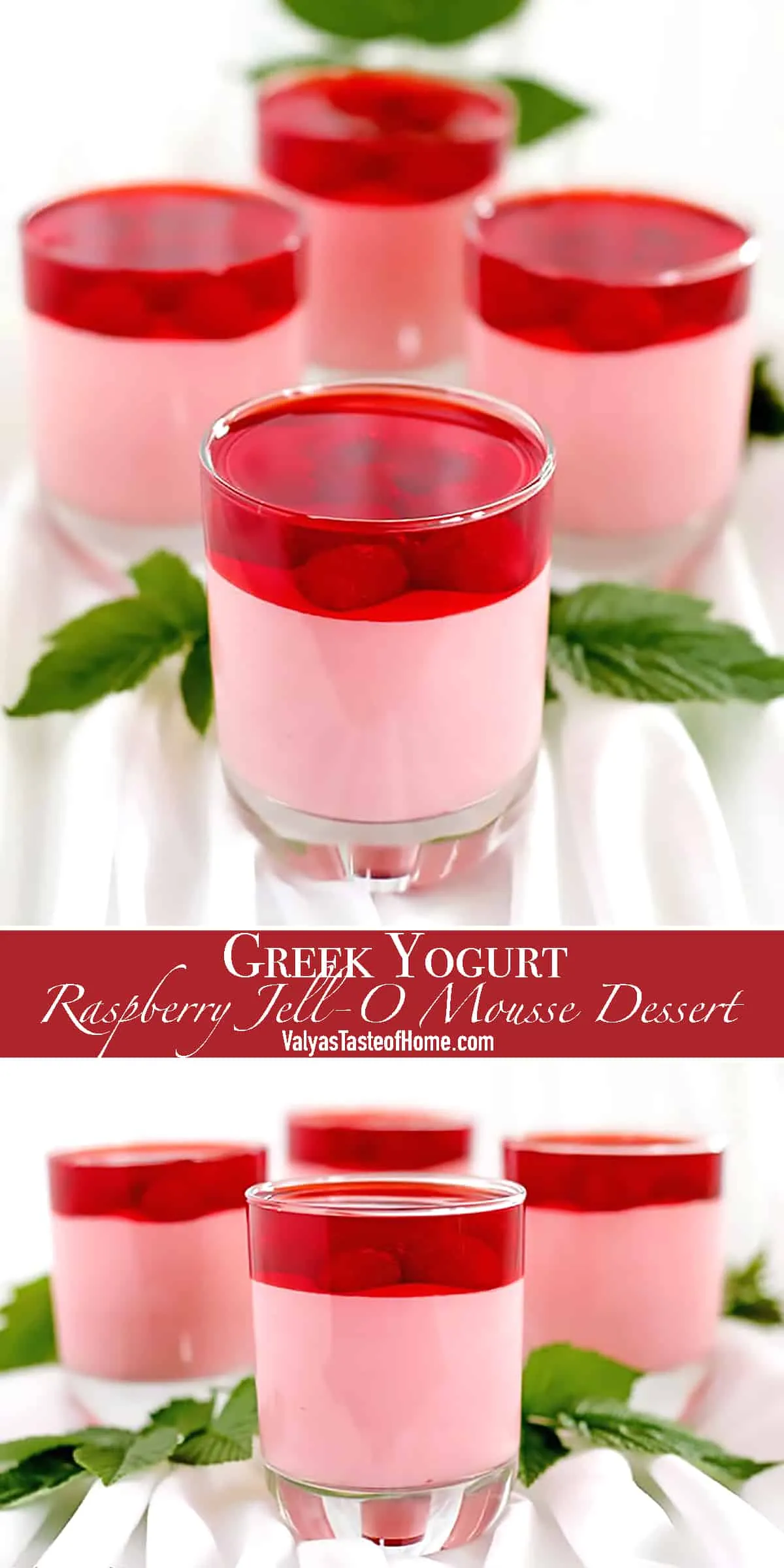 Greek Yogurt Raspberry Jell-O Mousse Dessert