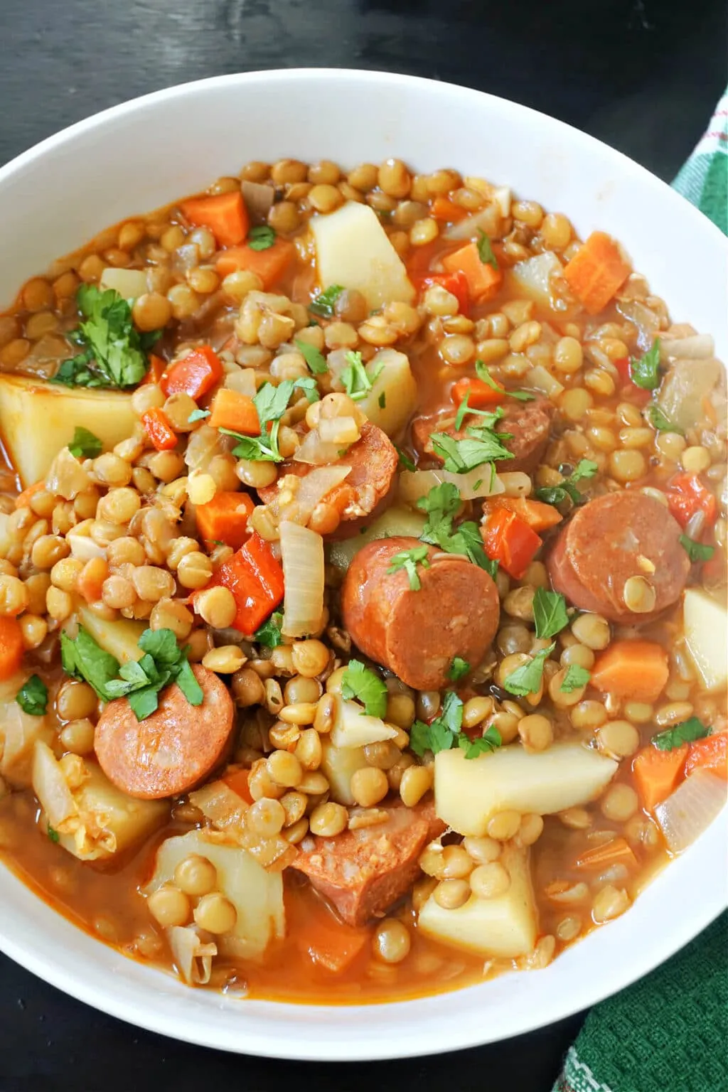 Green Lentil Stew with Chorizo