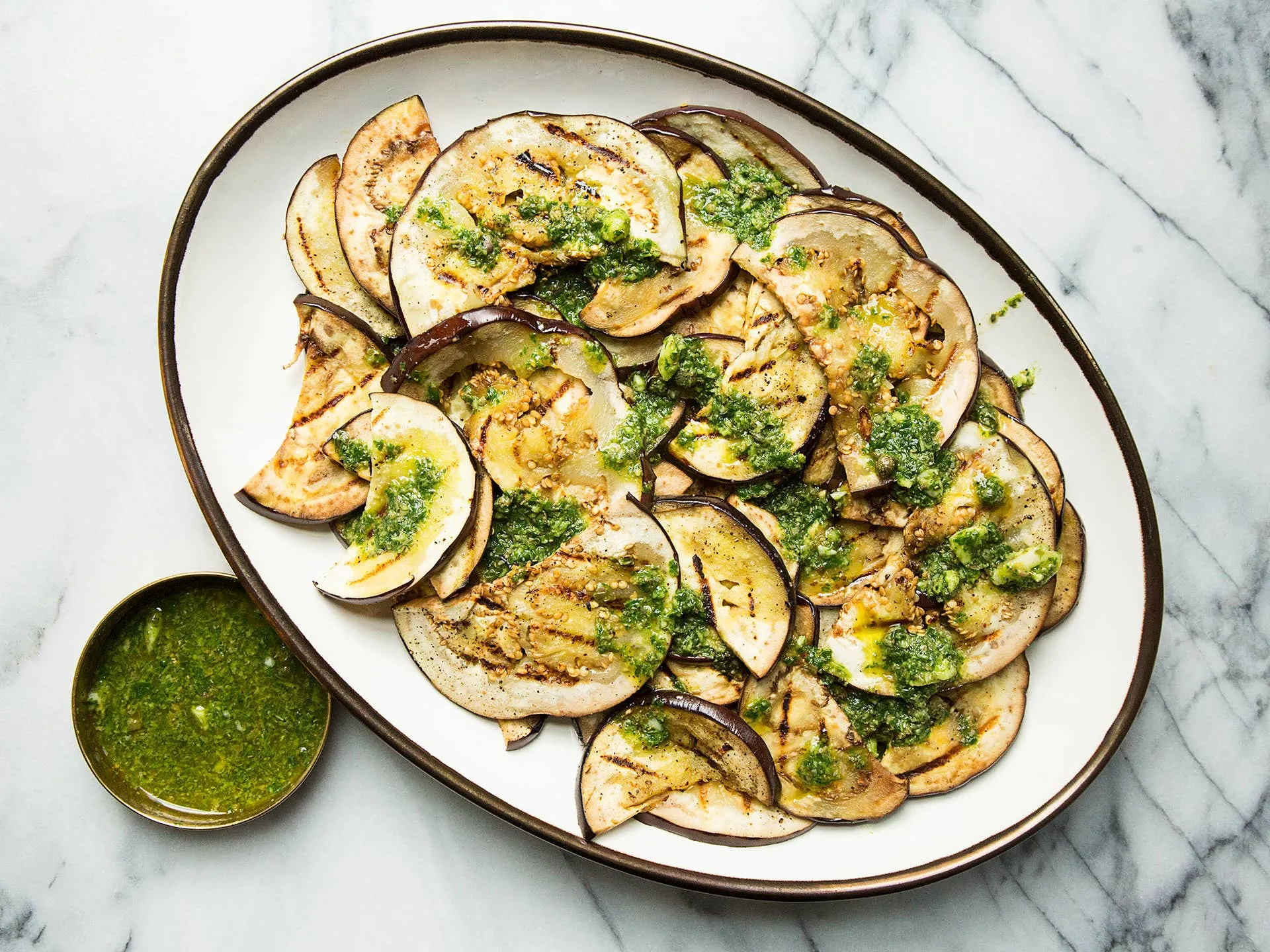 Grilled Eggplant and Basil Vinaigrette