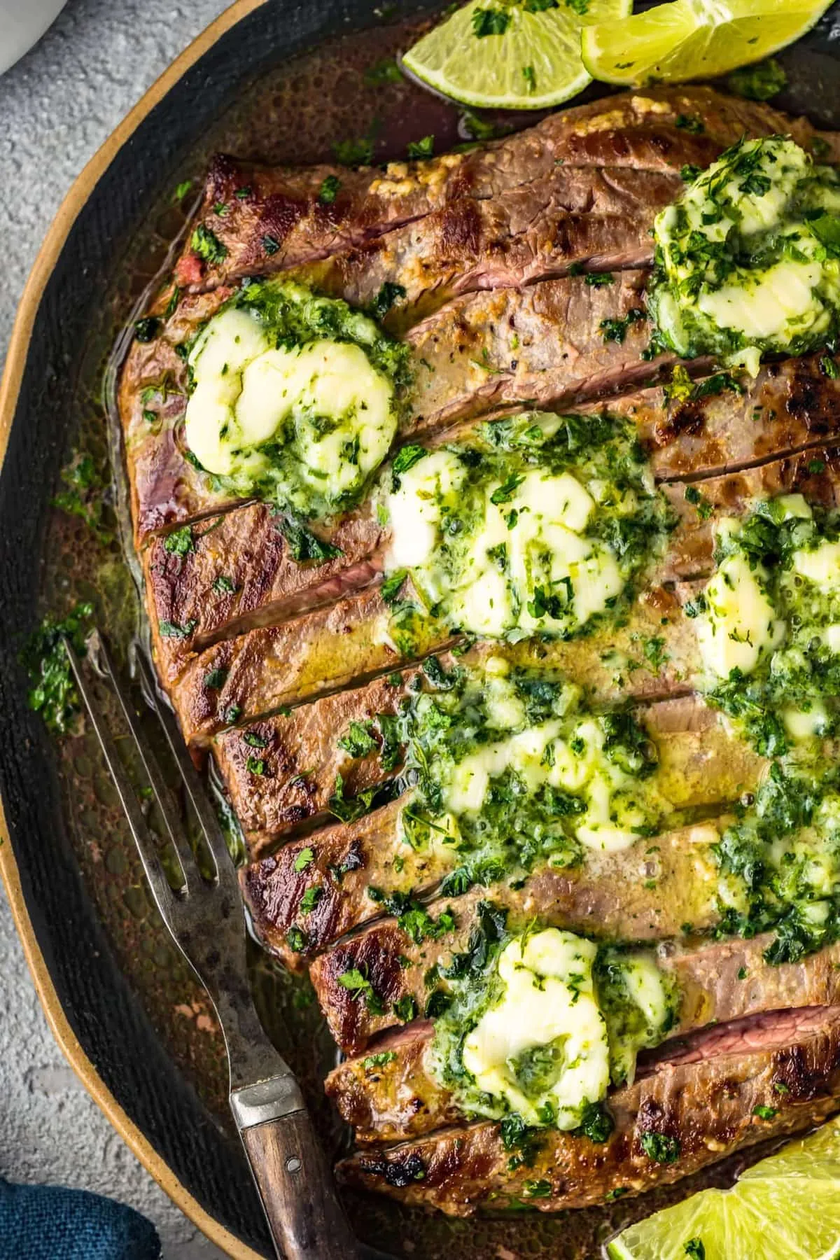 Grilled Flank Steak with Cilantro Lime Butter