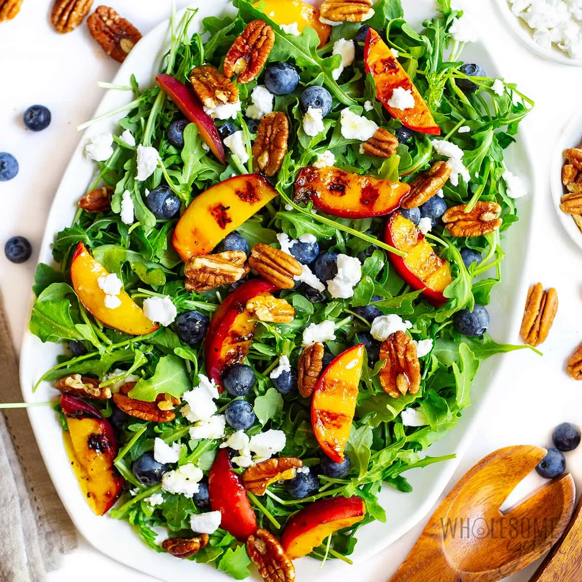 Grilled Peach Salad with Honey Jalapeno Dressing