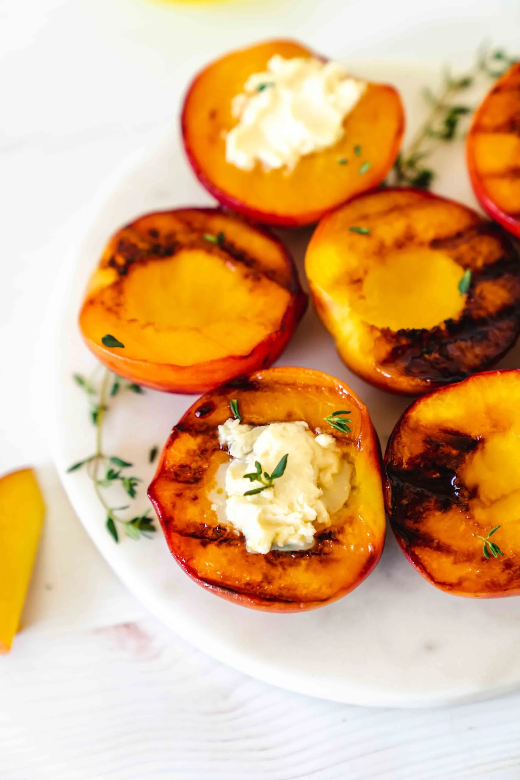 Grilled Peaches with Mascarpone, Almonds, and Honey