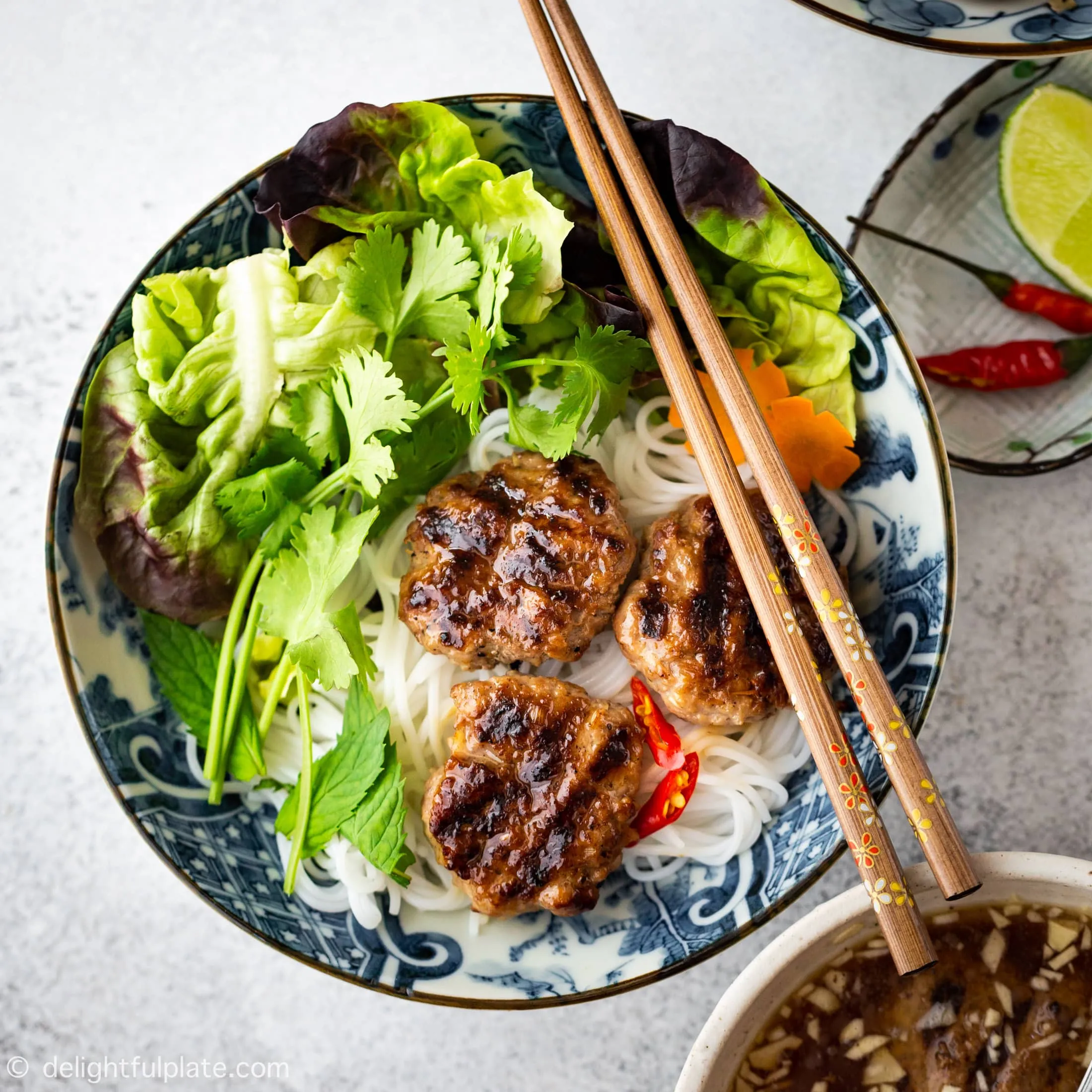 Grilled Pork with Rice Vermicelli Bun Cha Hanoi
