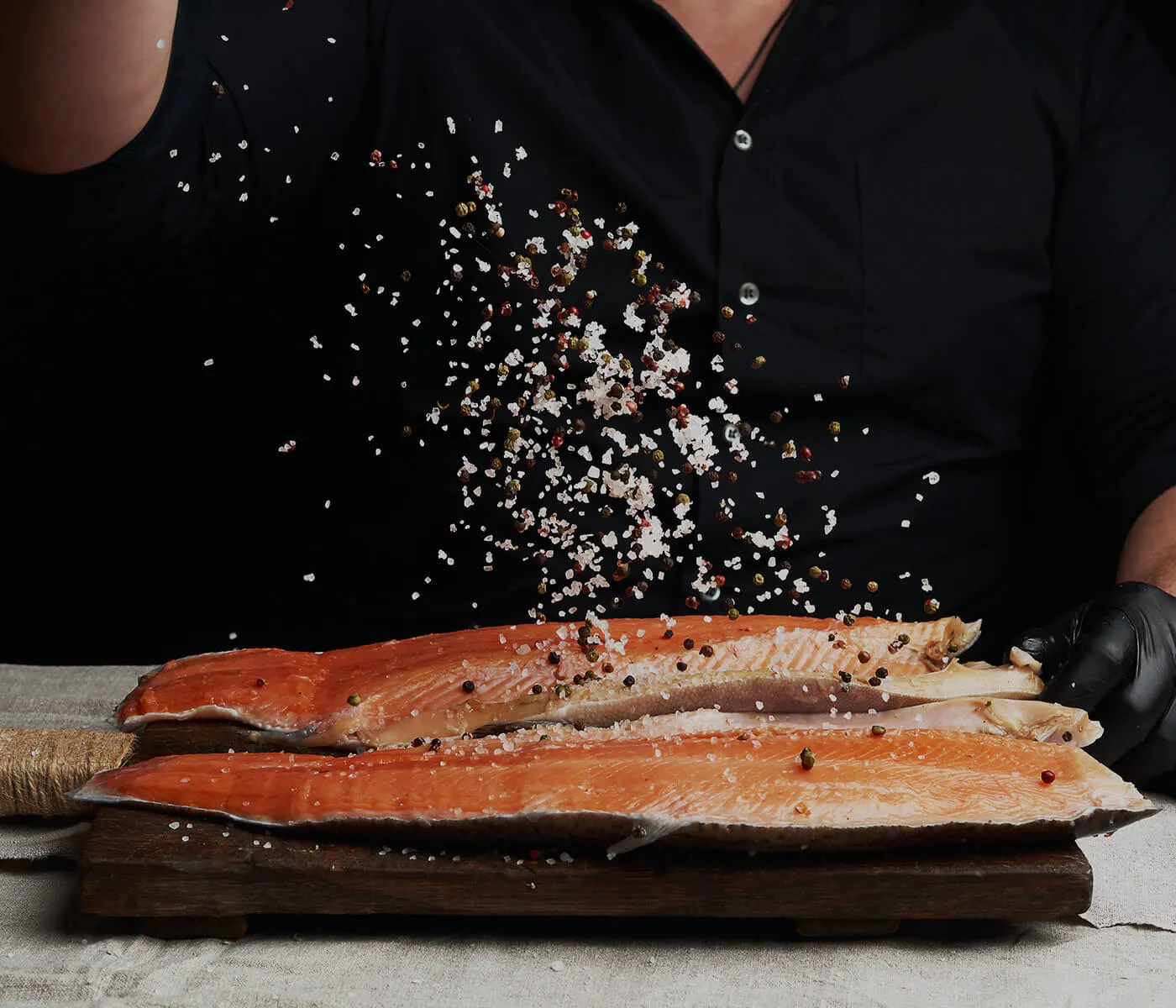Grilled Salmon with Garlic Mushroom and Lentil Salad