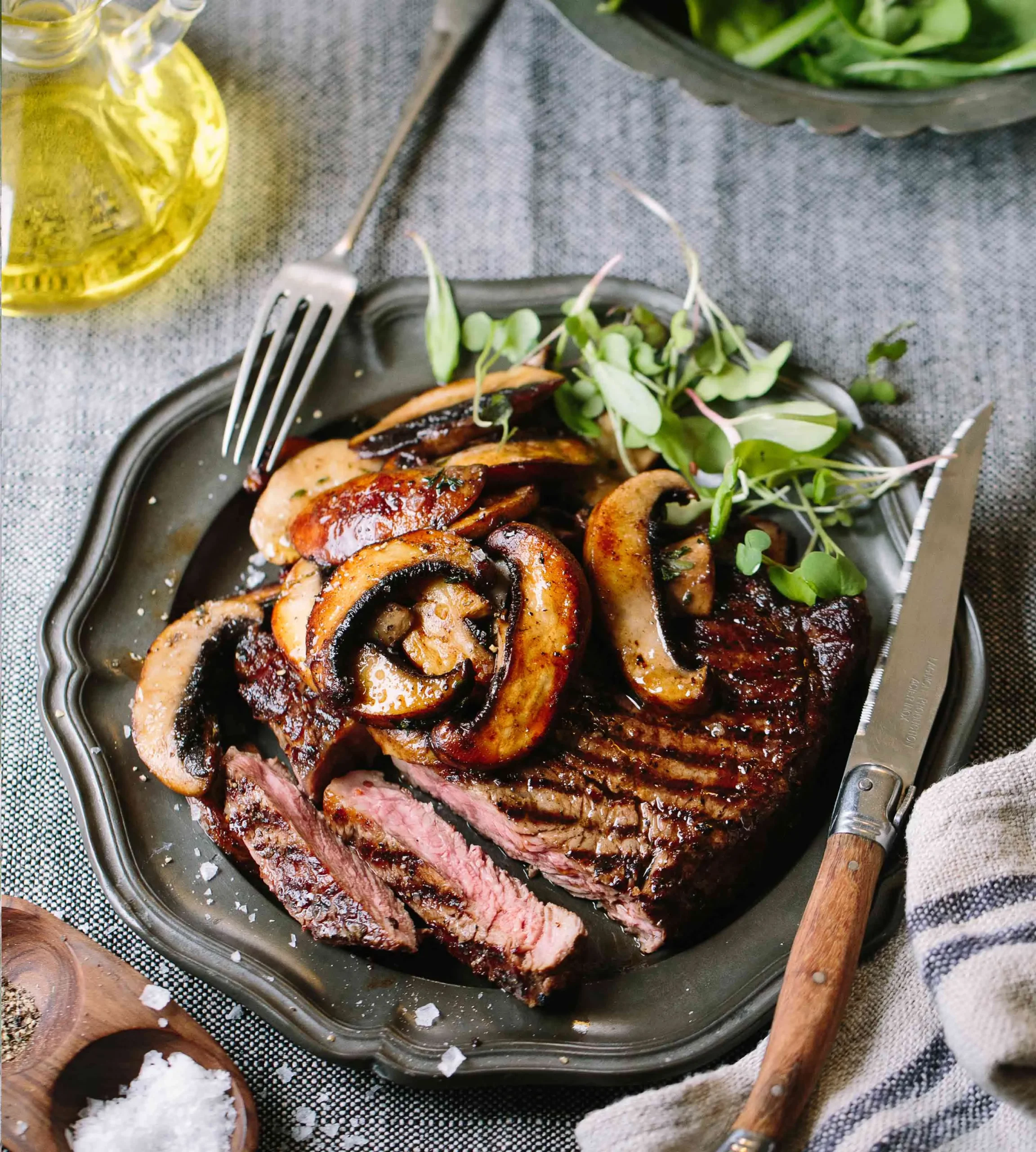 Grilled Steak with Herb Truffled Mushrooms