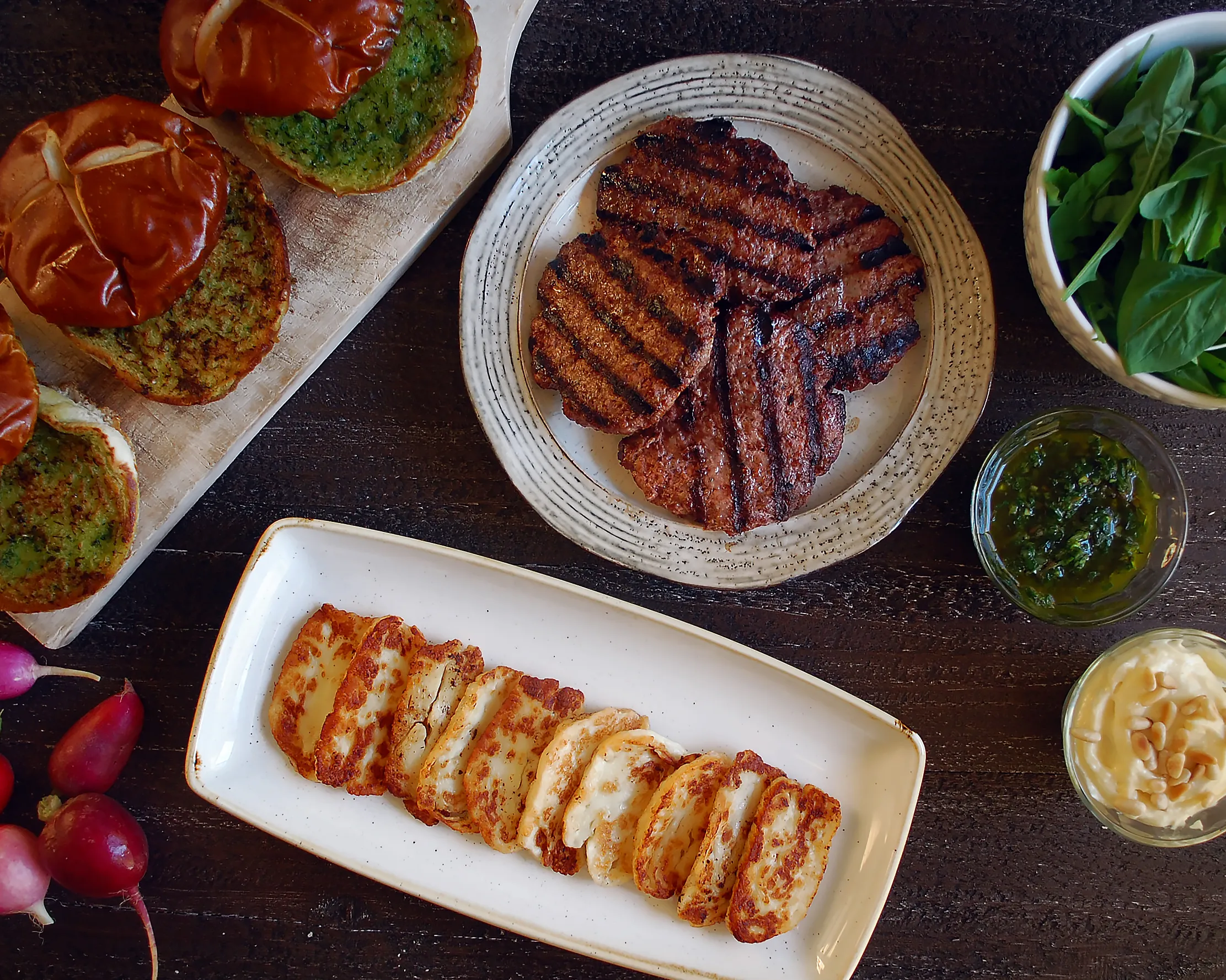 Halloumi Burgers with Grilled Ramp Chimichurri