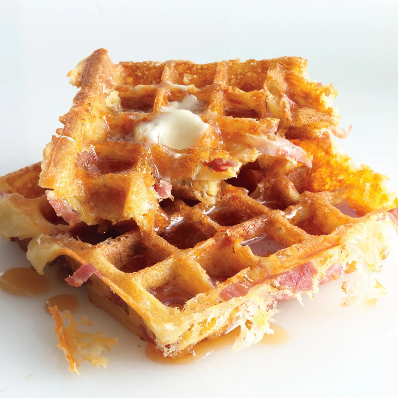Ham and Cheddar Waffle Bread