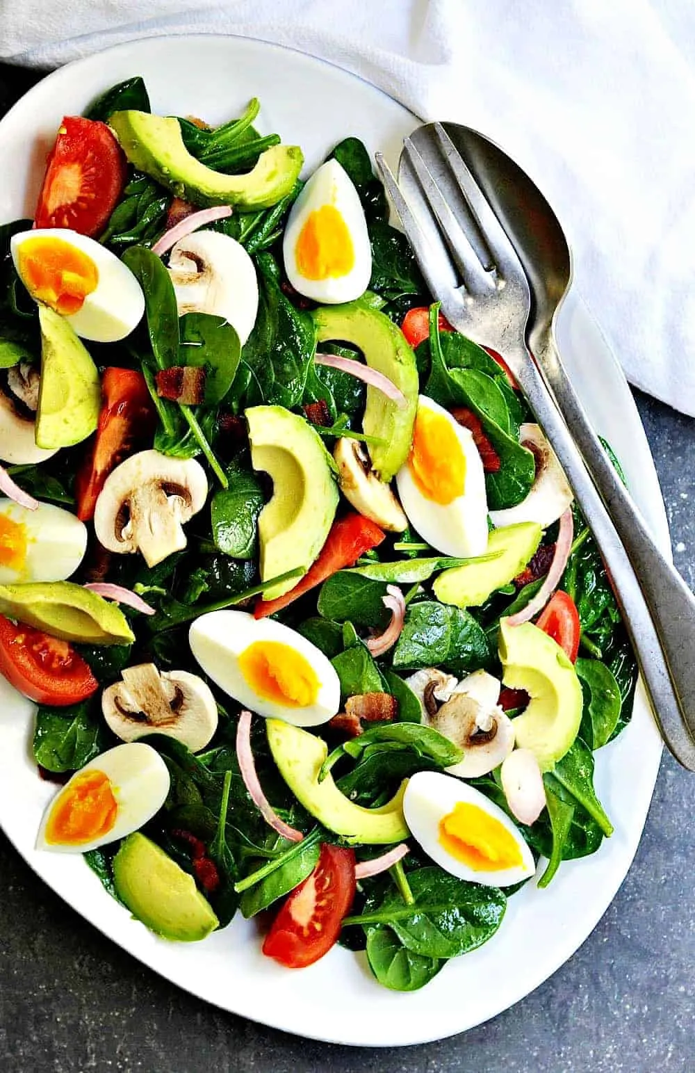 Hard Boiled Eggs with Spinach Salad