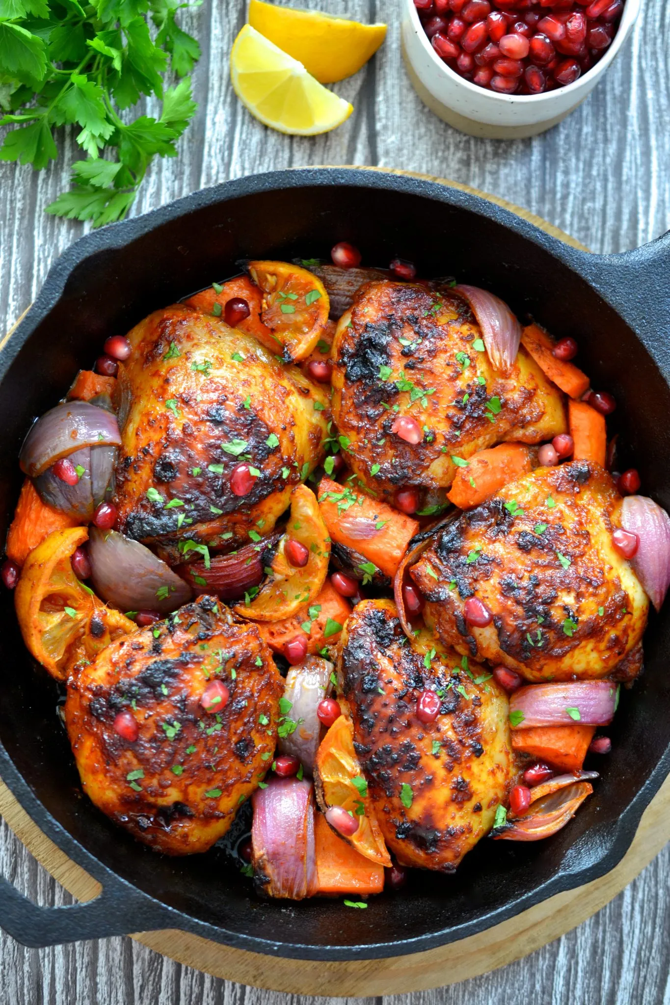 Harissa Baked Chicken with Avocado Salad