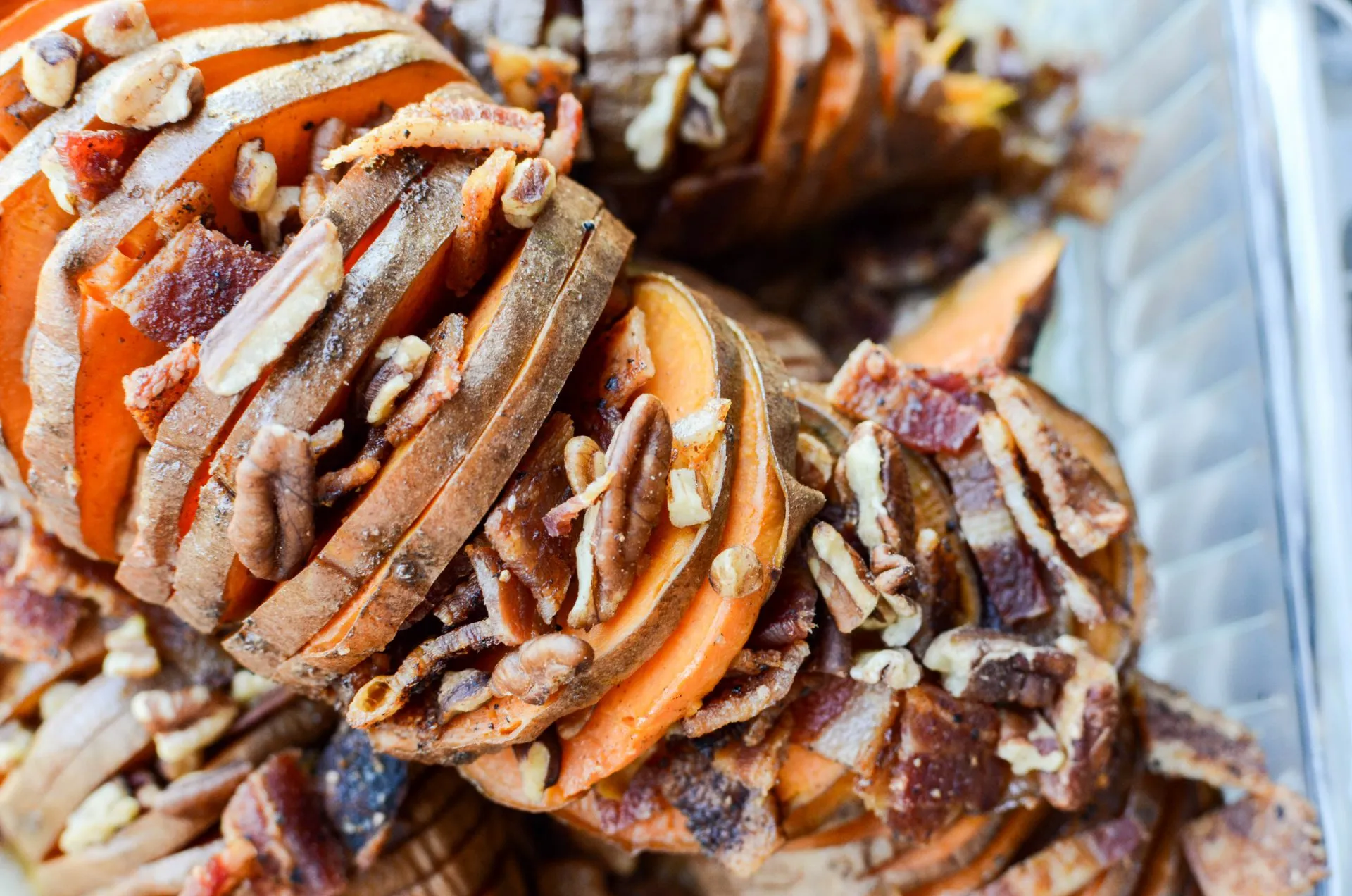 Hasselback Sweet Potatoes with Maple Cinnamon Butter
