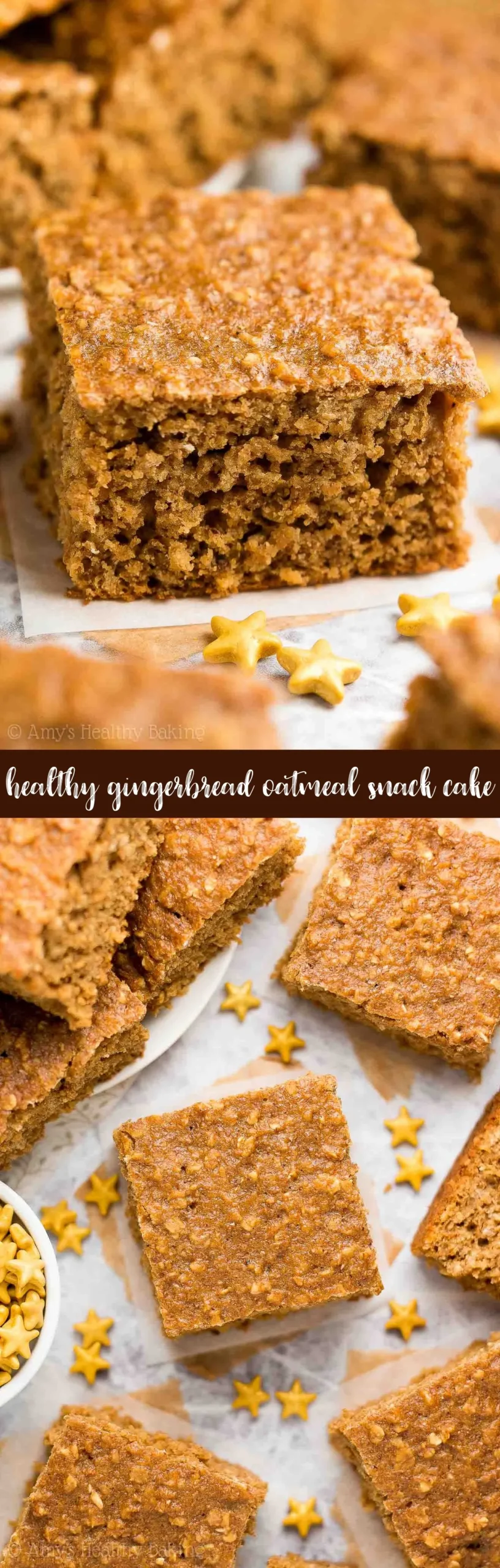 Healthy Gingerbread Oatmeal Snack Cake