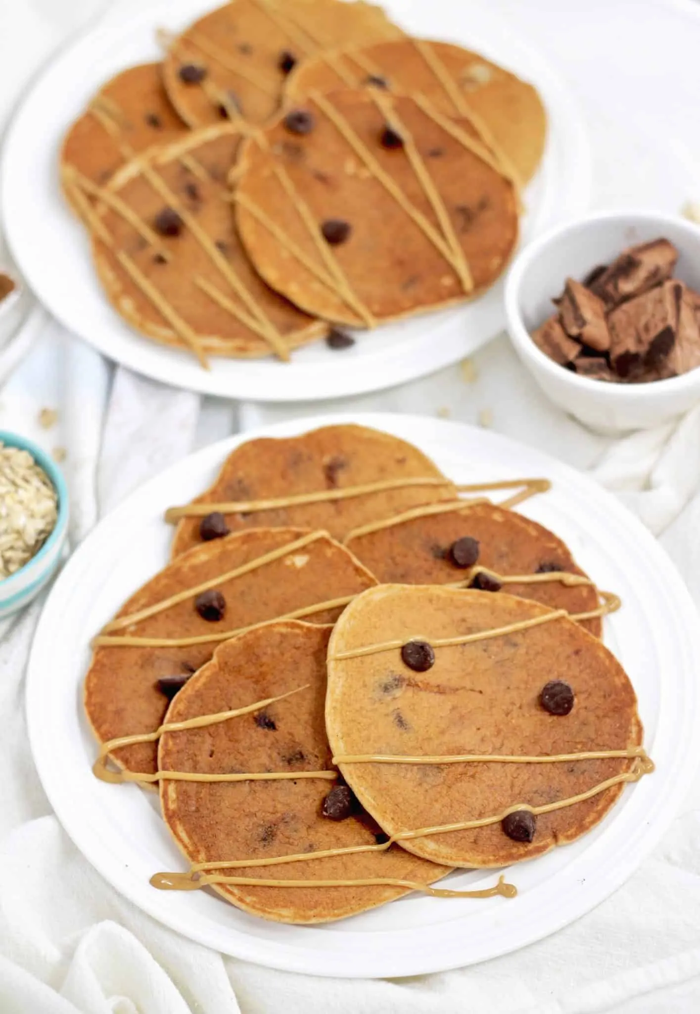 Healthy Oatmeal Chocolate Chip Protein Pancakes