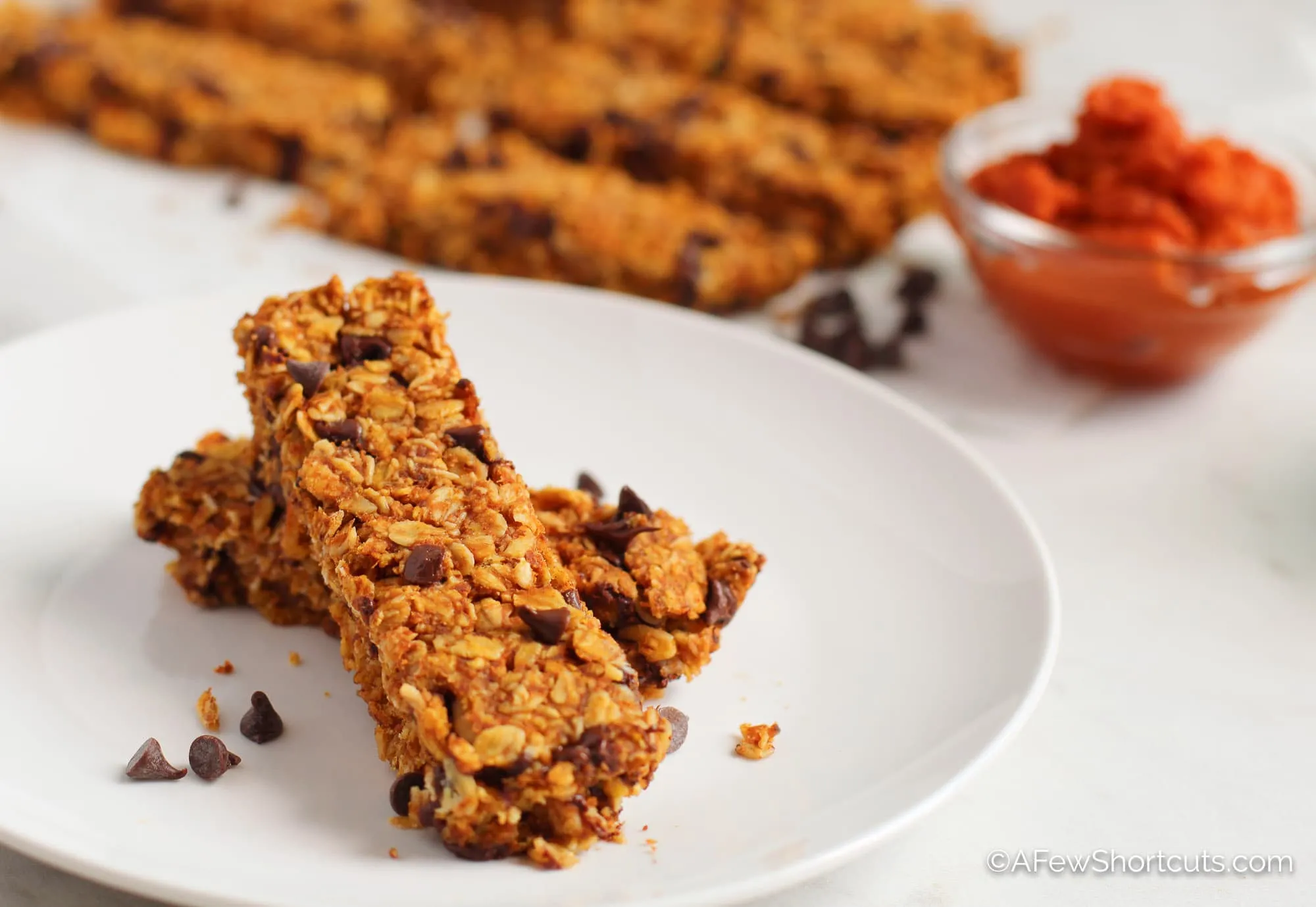 Healthy Pumpkin Chocolate Chip Granola Bar Bites
