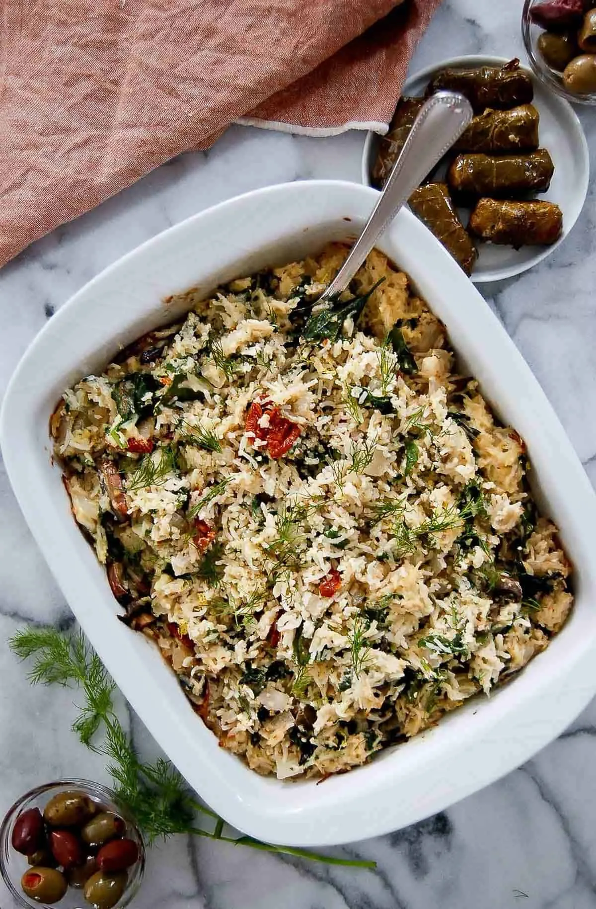Healthy Spinach Feta Rice Casserole
