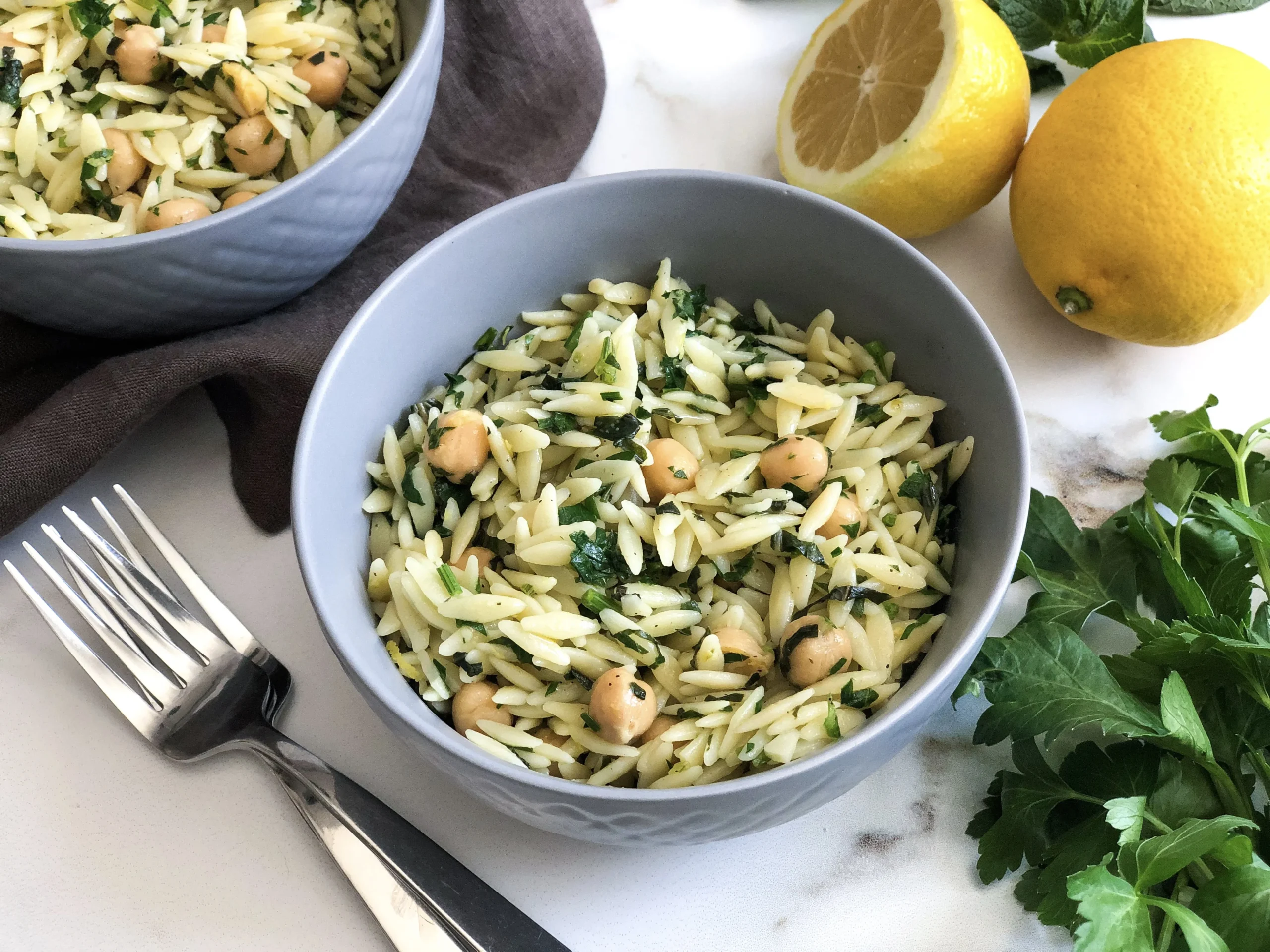 Herbed Orzo with Chickpeas