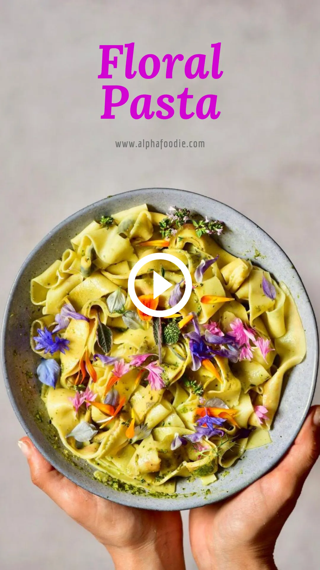Homemade Pappardelle Floral Pasta with Basil Pesto