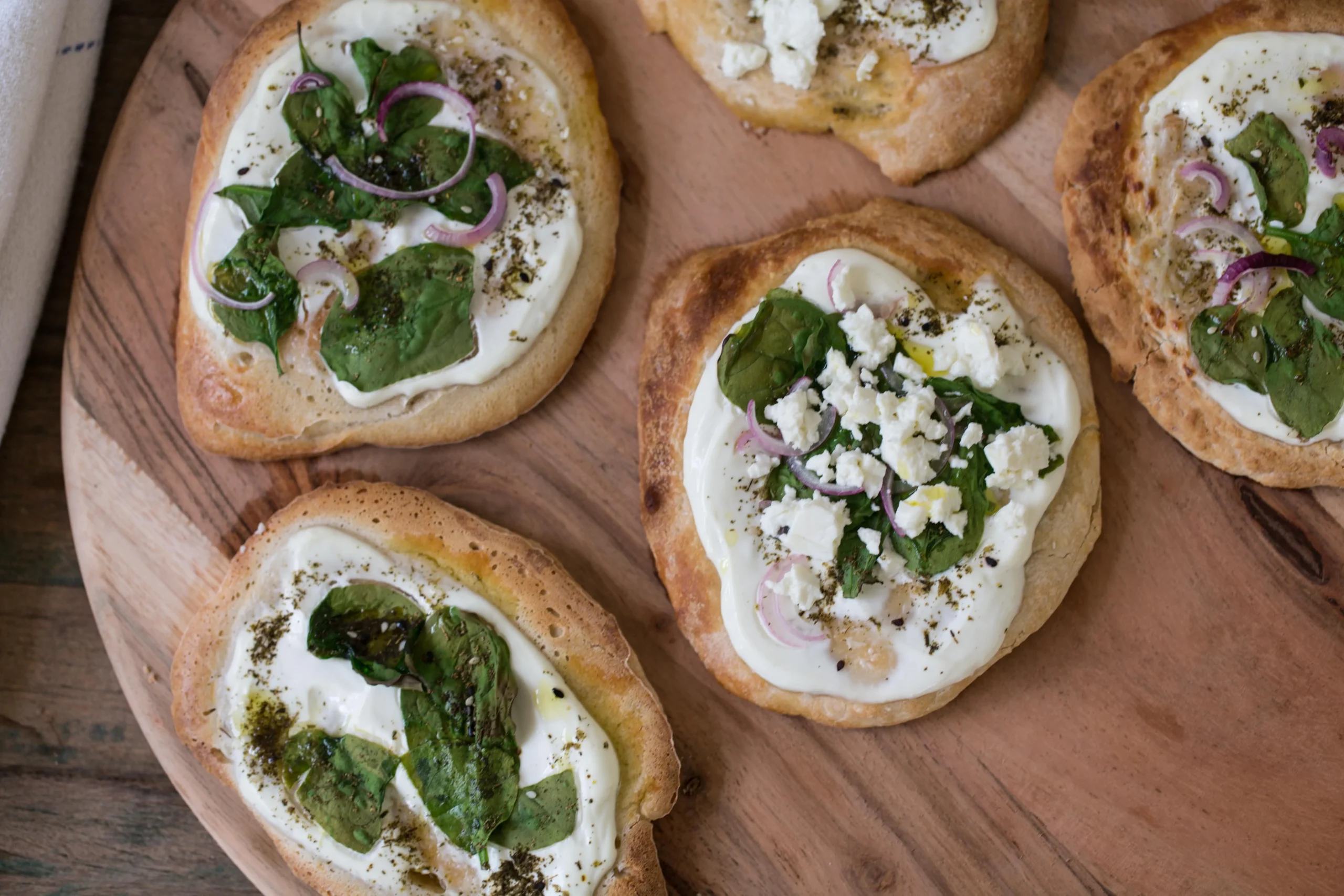 Homemade Spinach Flatbread with Saffron Yogurt Sauce