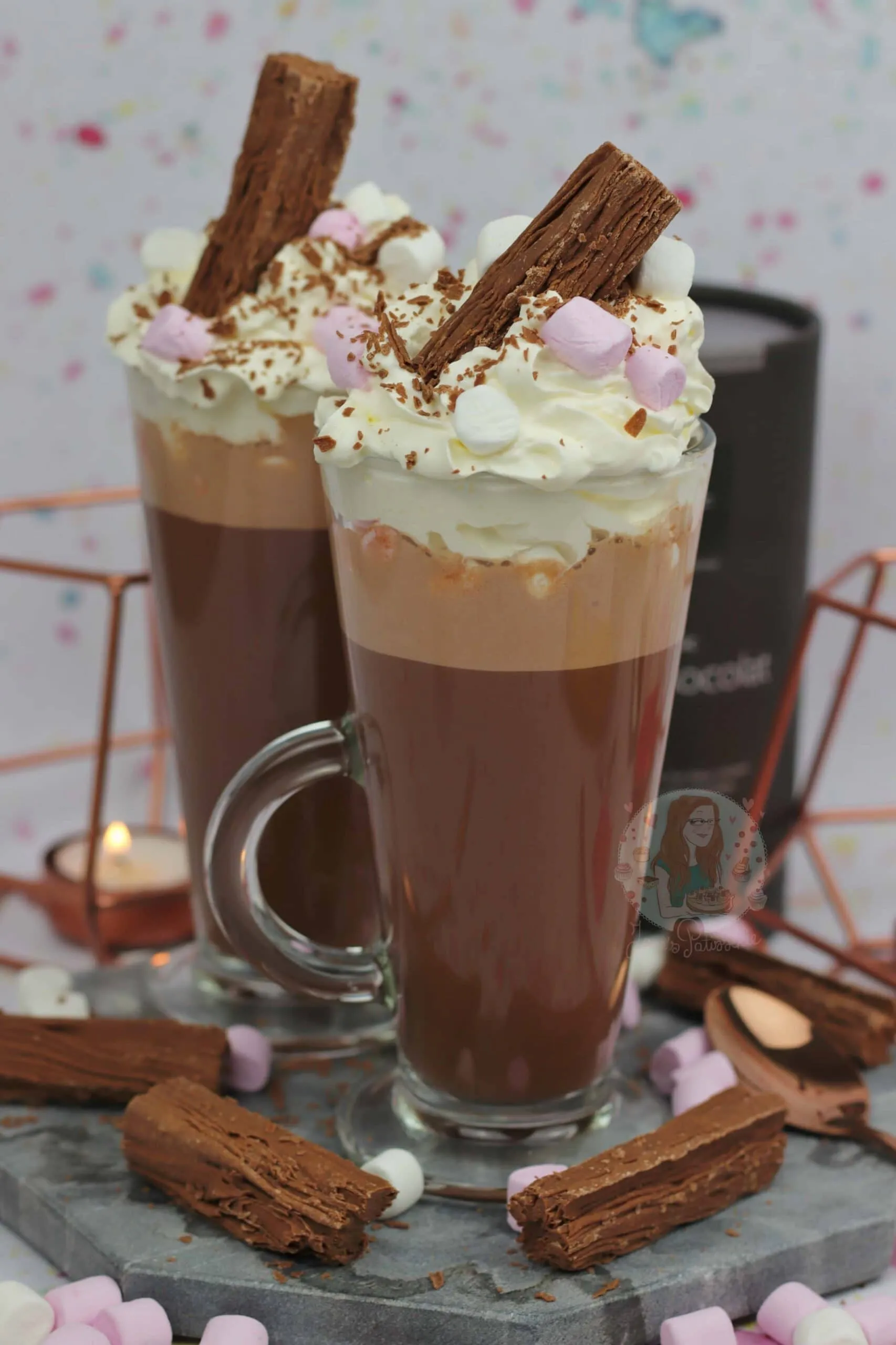 Hot Chocolate with Whipped Cream Melting Hearts