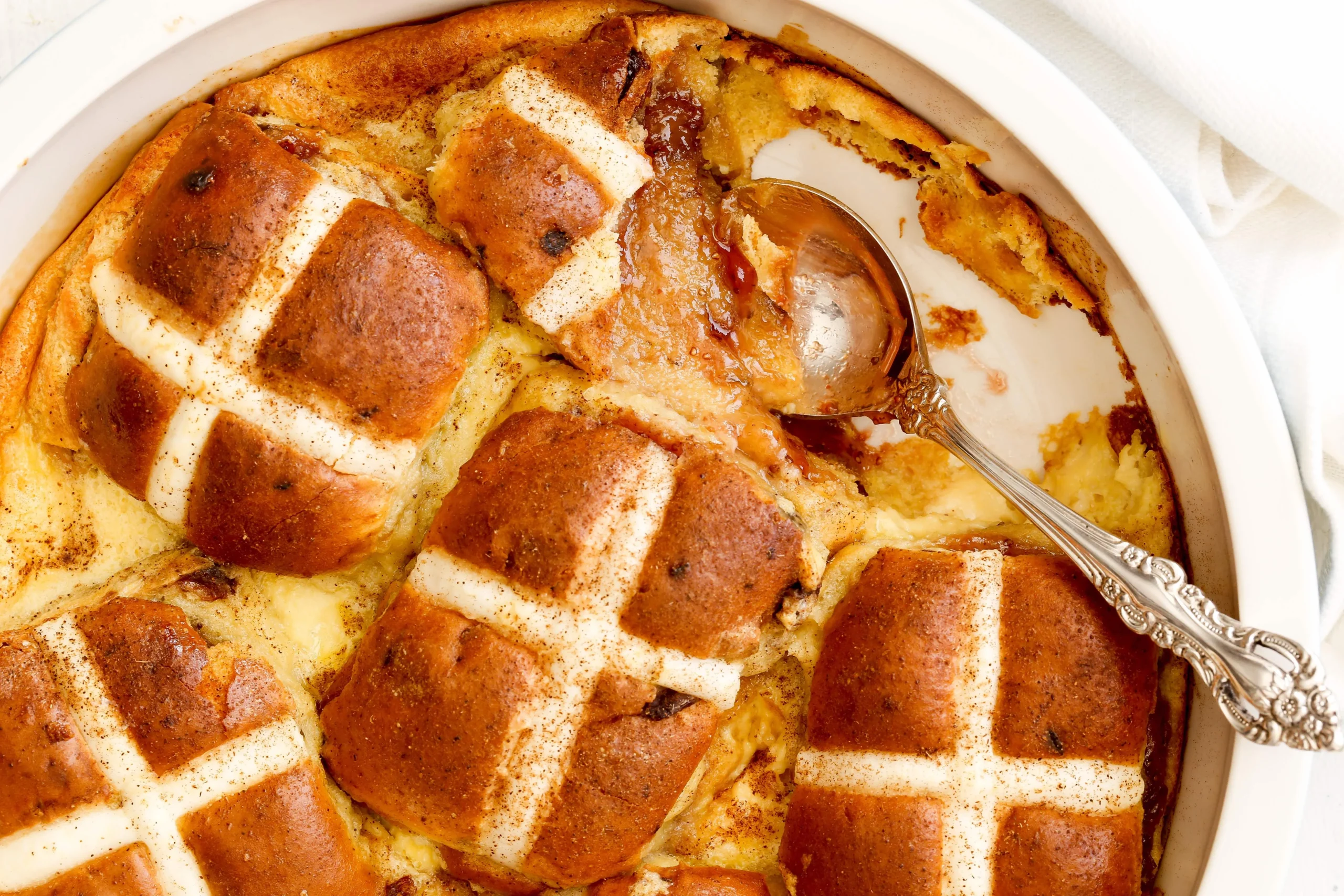 Hot Cross Bun Bread Butter Pudding