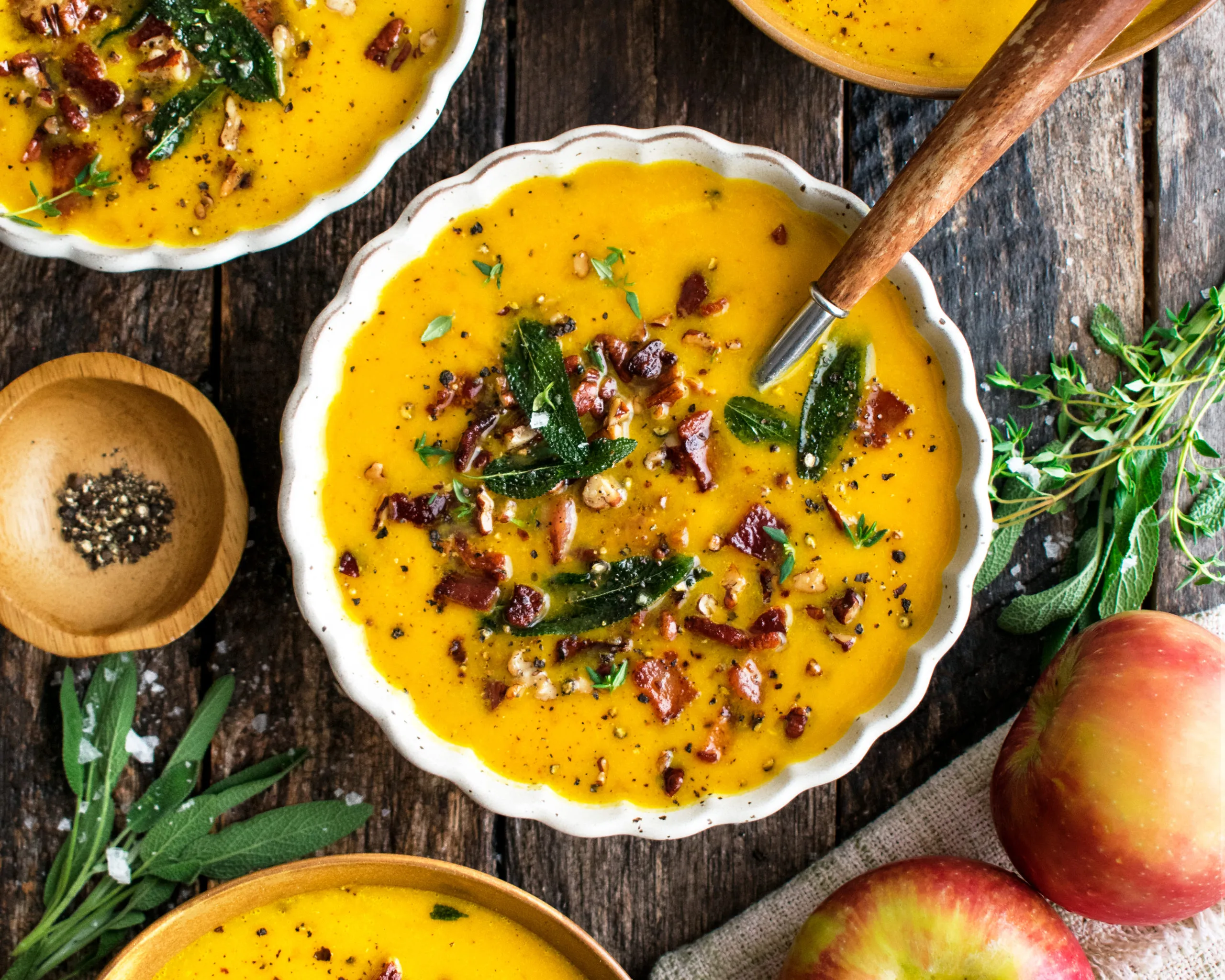 Instant Pot Butternut Squash Soup with Bacon Pecan Crumble