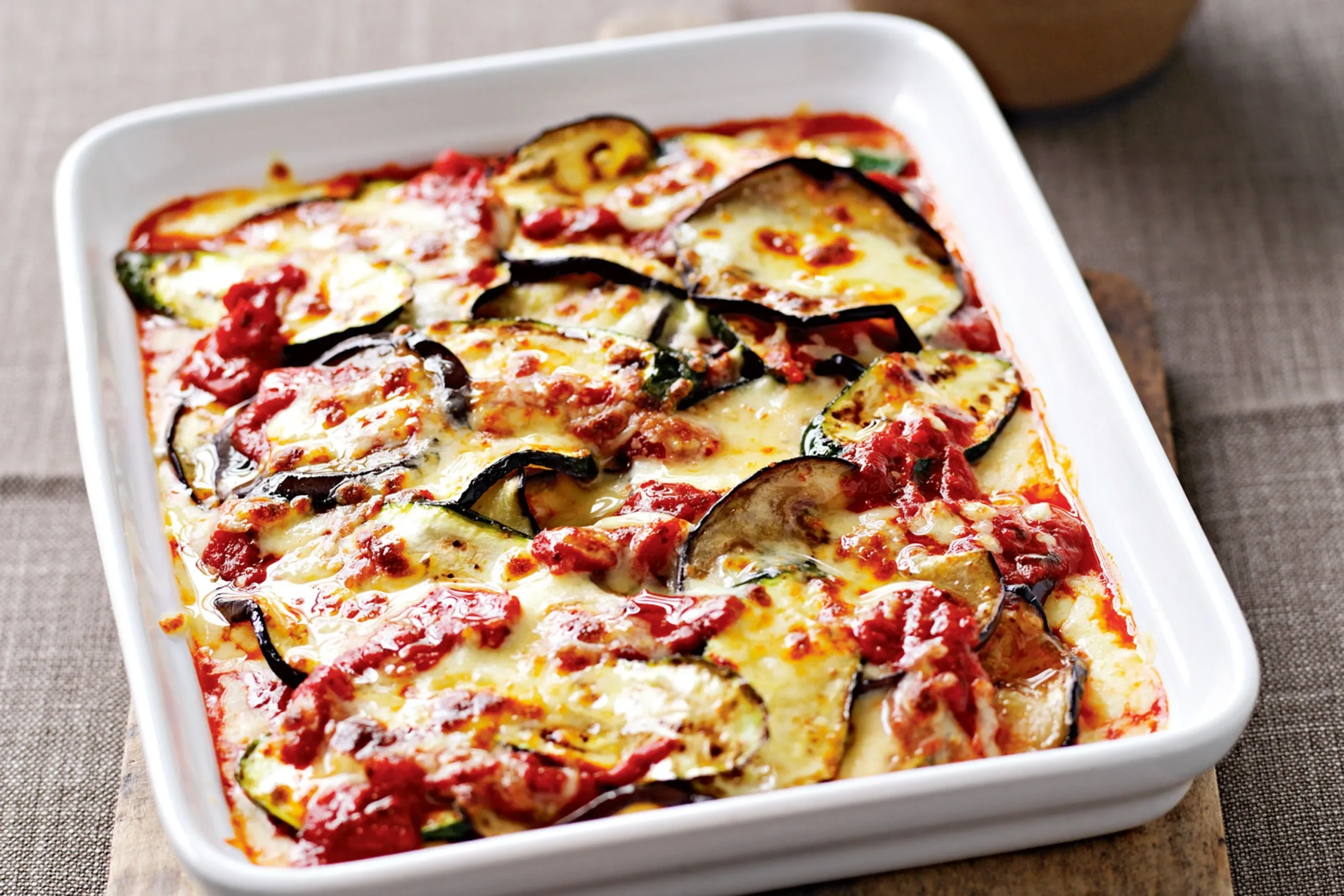 Italian Four Cheese Eggplant Zucchini and Yellow Squash Bake