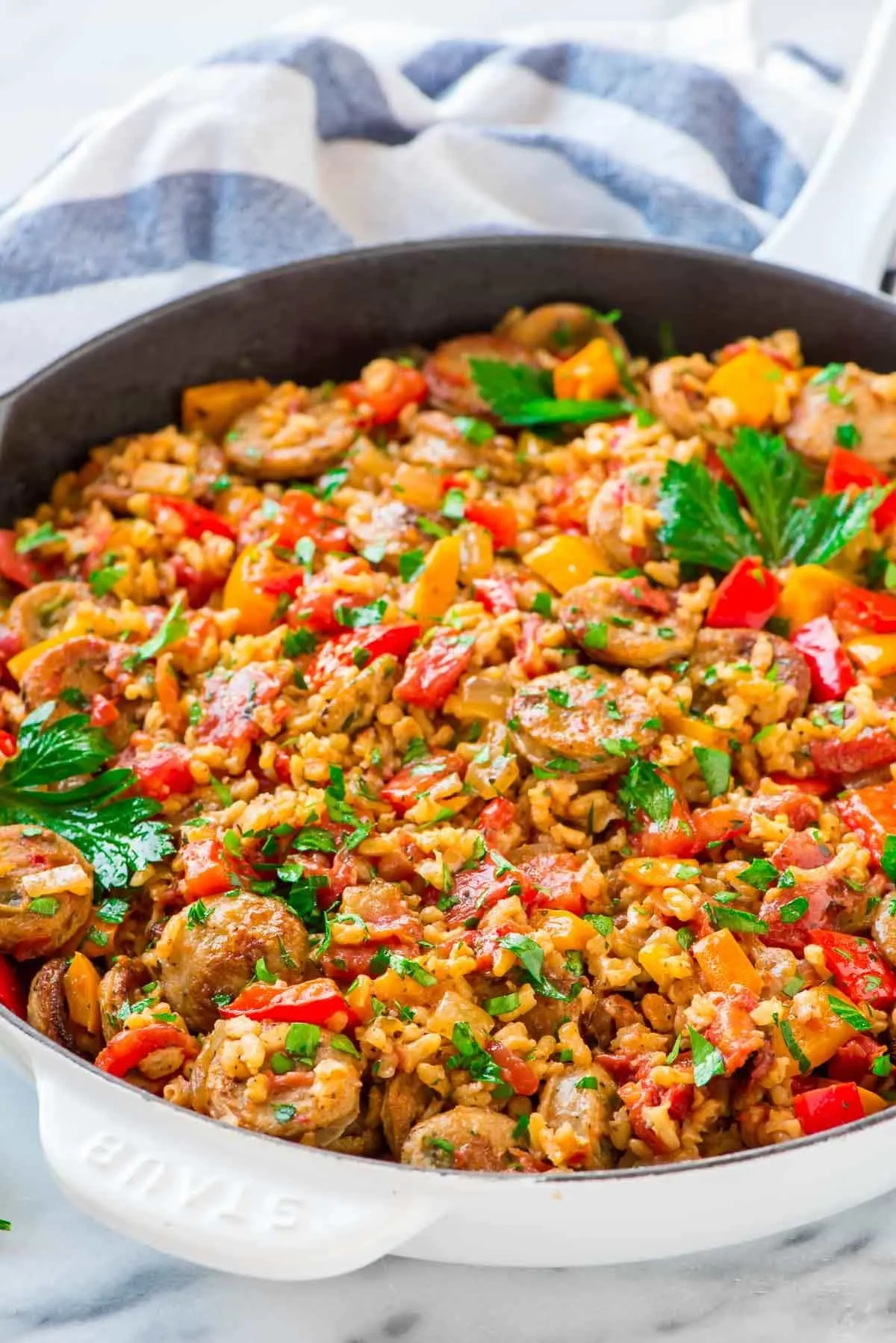 Italian Ground Pork Brown Rice Skillet