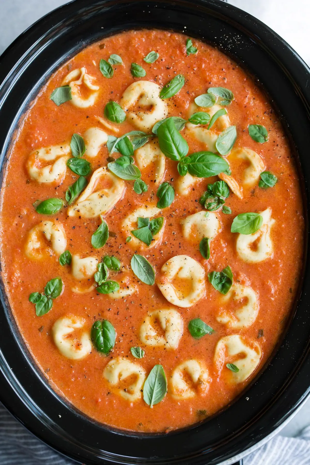 Julie's Slow Cooker Tomato Basil Ravioli Soup