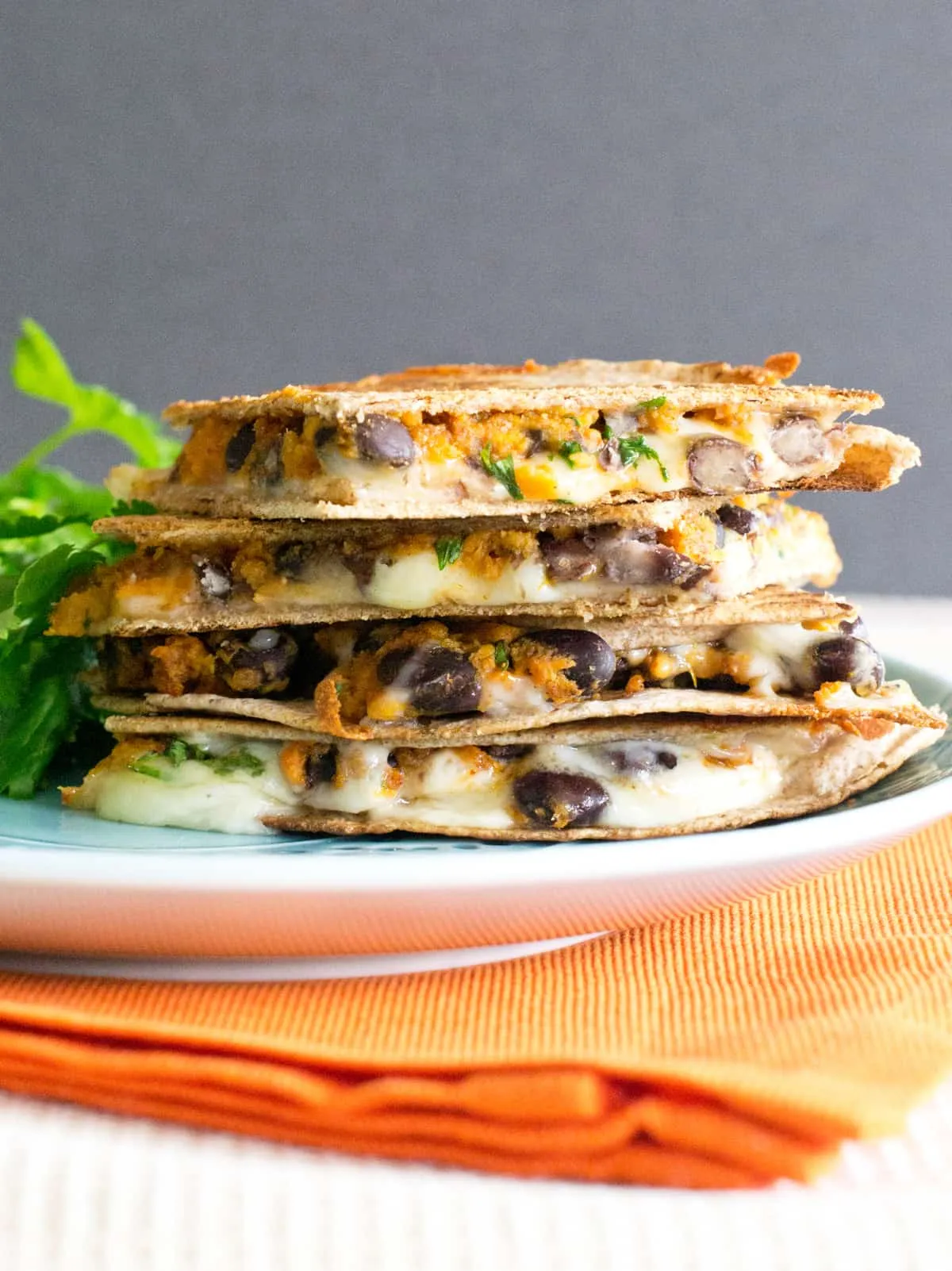 Kale Sweet Potato and Black Bean Quesadillas