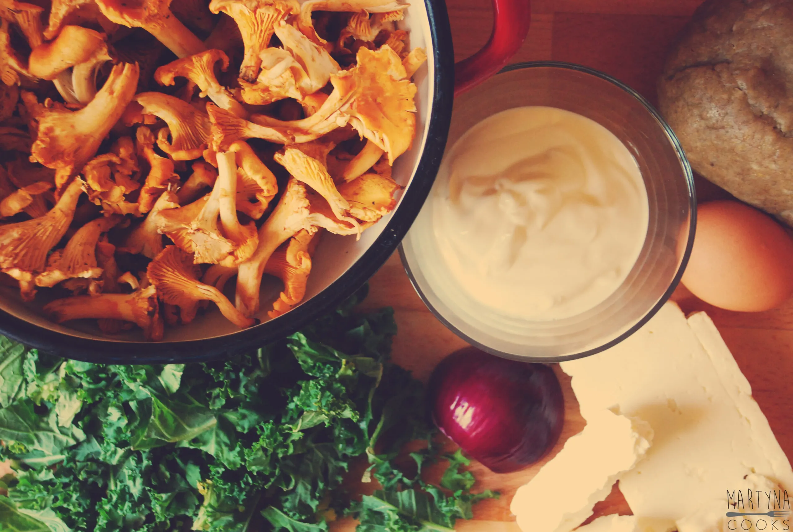 Kale Tart Pickled Chanterelle Salad