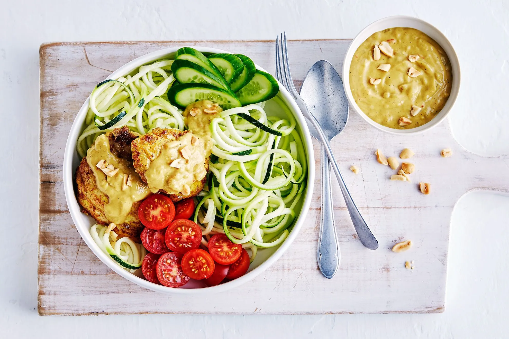 Keto Chicken Satay Noodle Bowl