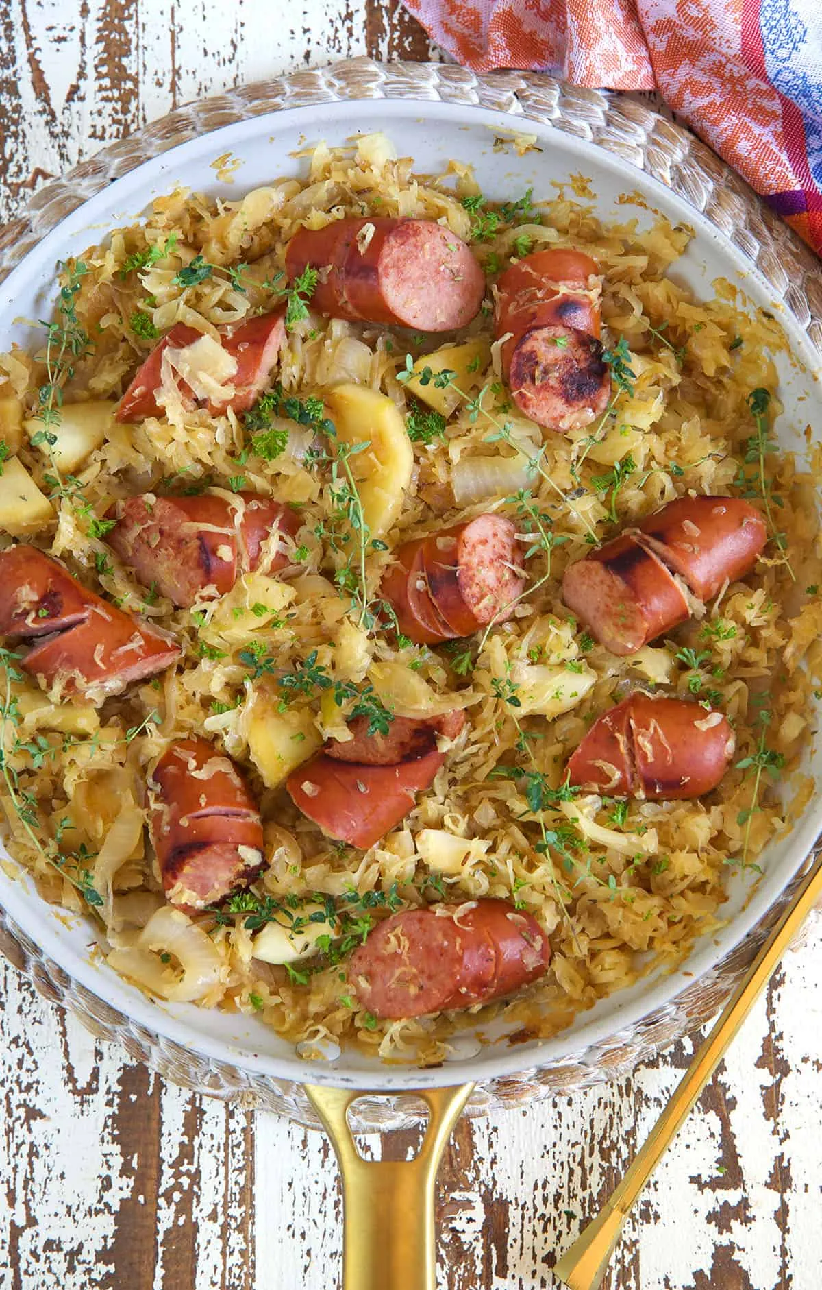 Kielbasa and Sauerkraut with Apples and Caramelized Onions
