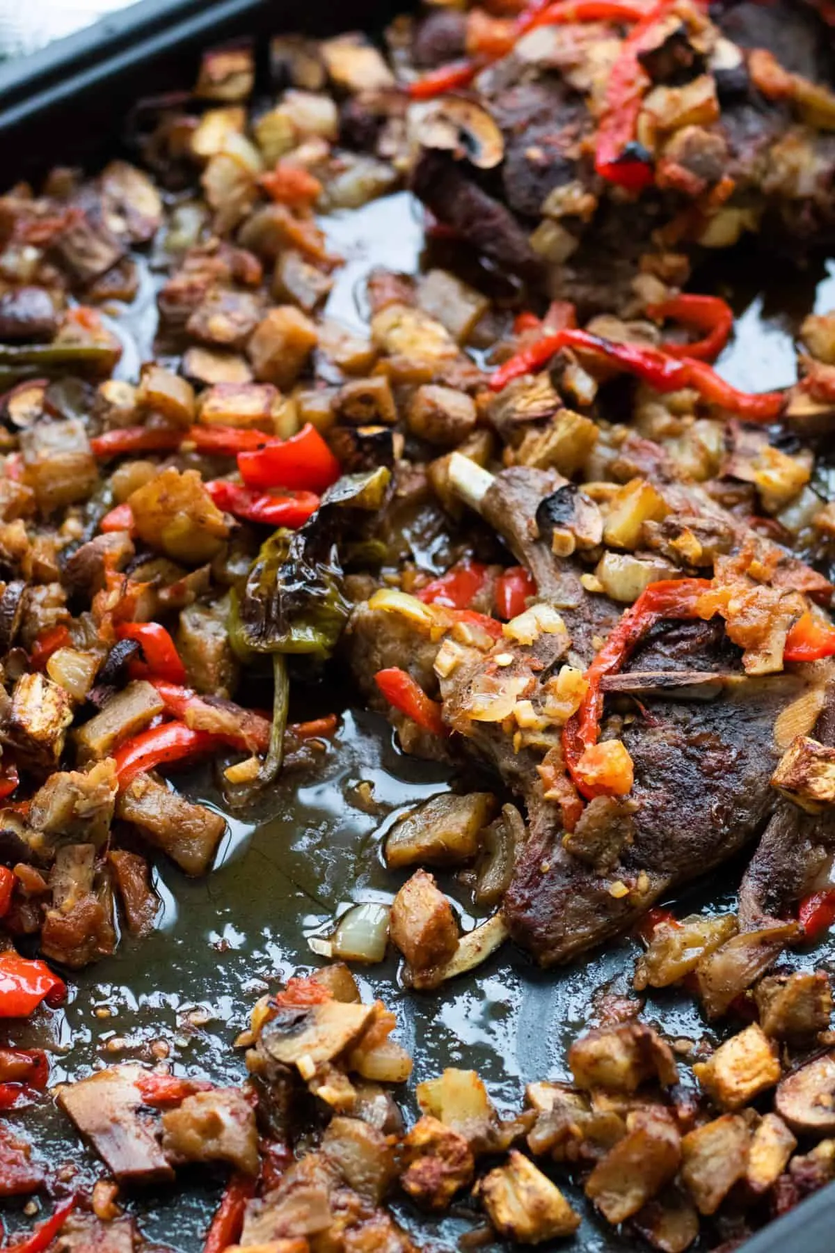 Lamb Chops with Baked Veg Medley