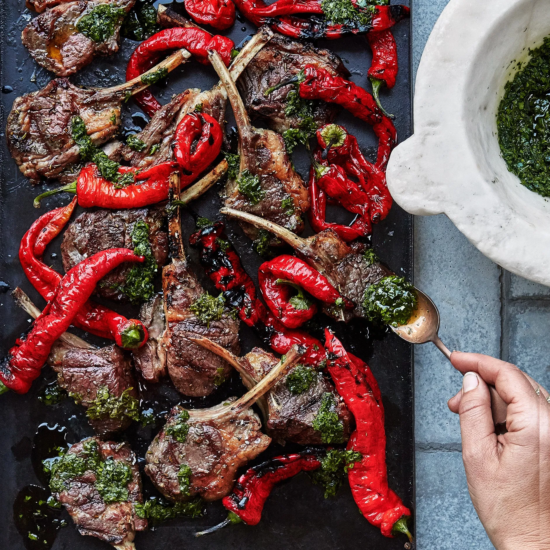 Lamb Chops with Pepper Tomato Salsa