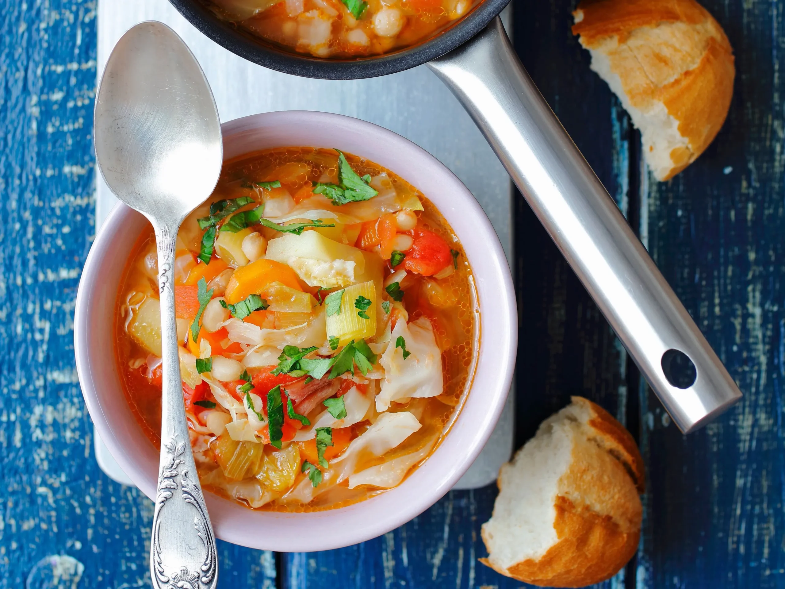 Leek and Cabbage Soup with Smoked