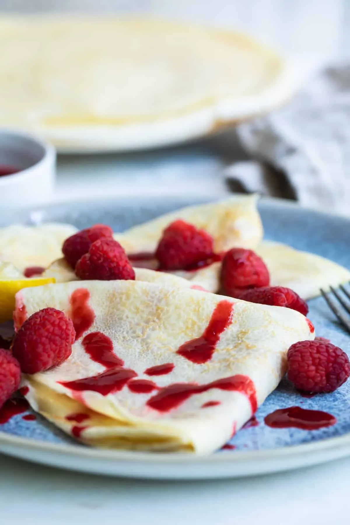 Lemon Crepes with Raspberry Sauce