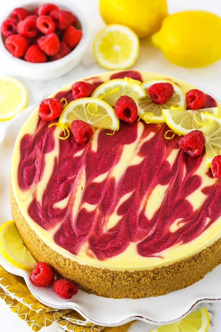 Lemon Raspberry Swirl Cheesecake