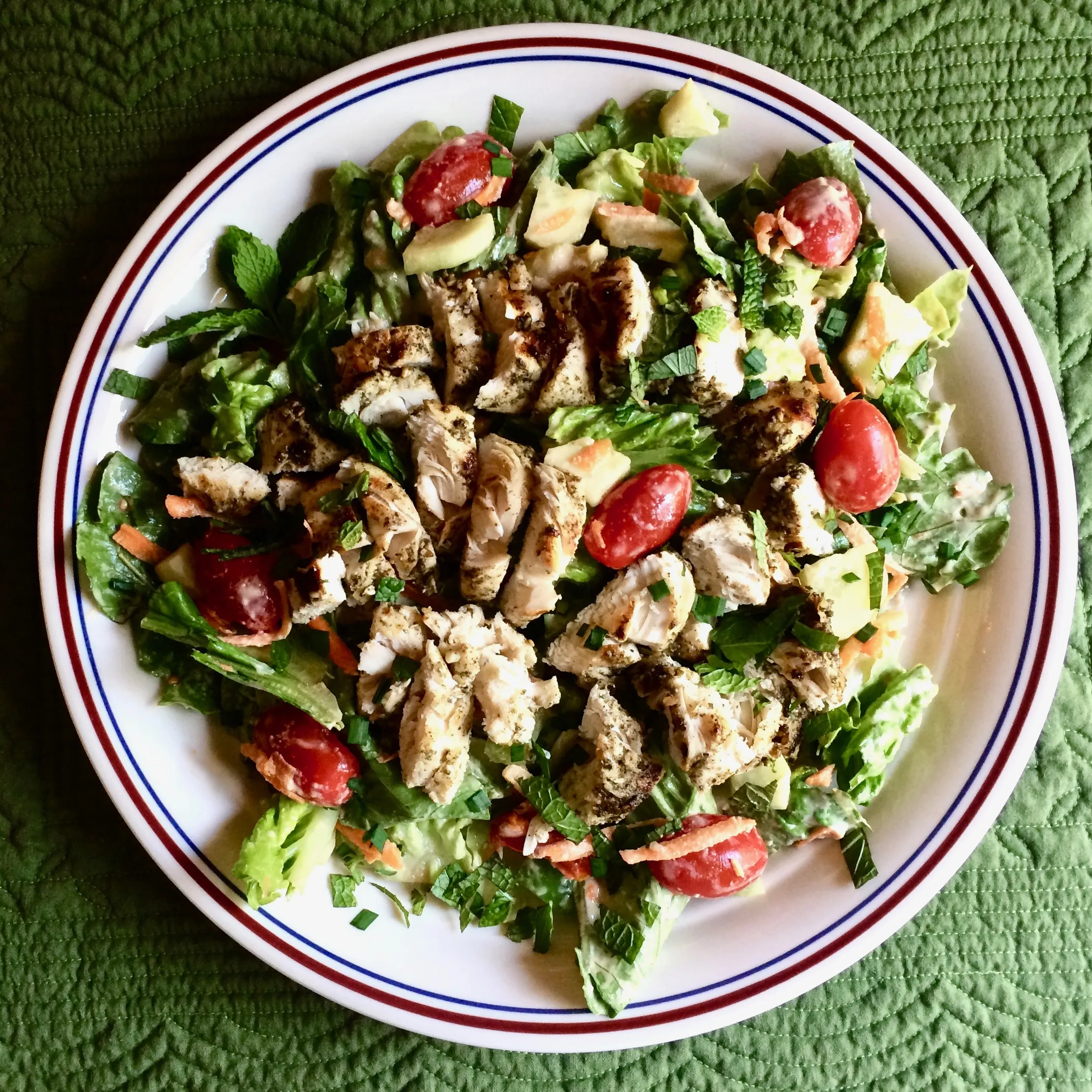 Lemon Rosemary Grilled Chicken Salad with Tahini Dressing