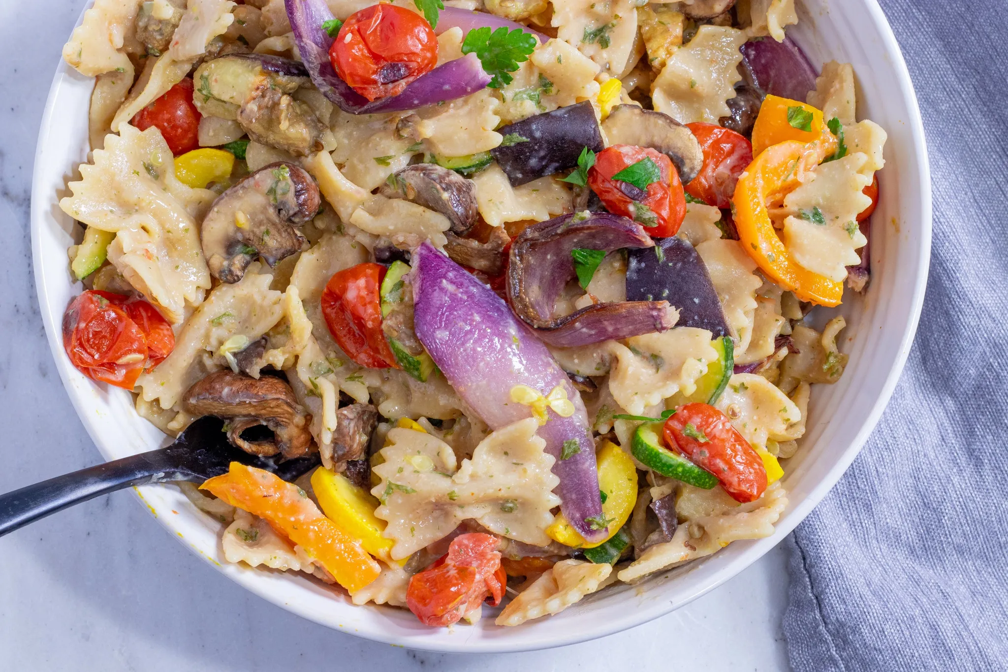 Lemon and Thyme Roasted Vegetables with Pasta