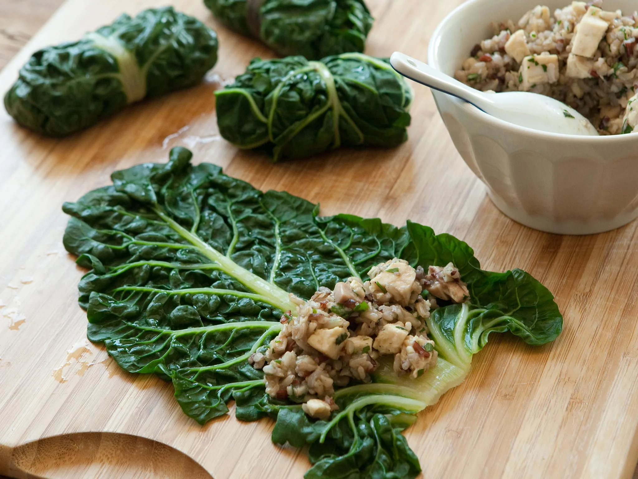 Lentil and Rice Stuffed Swiss Chard Rolls