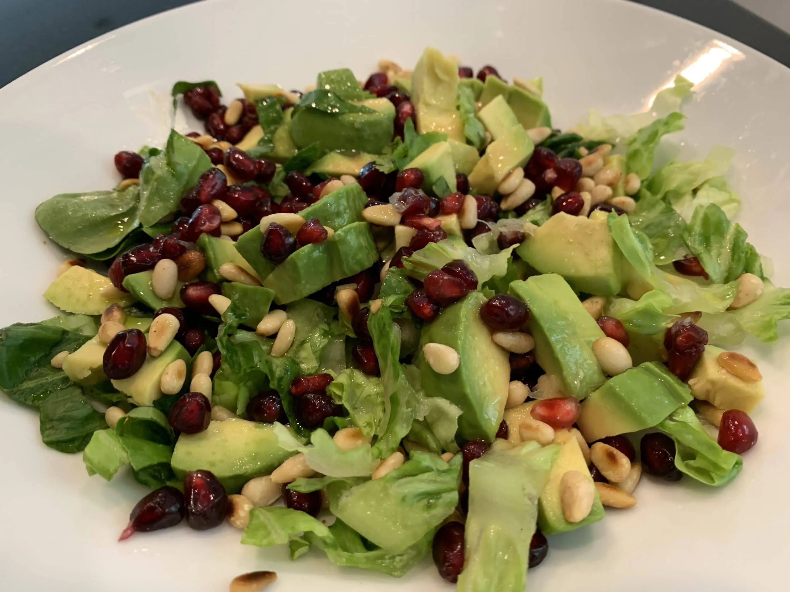 Lettuce with Pomegranate and Pine Nuts