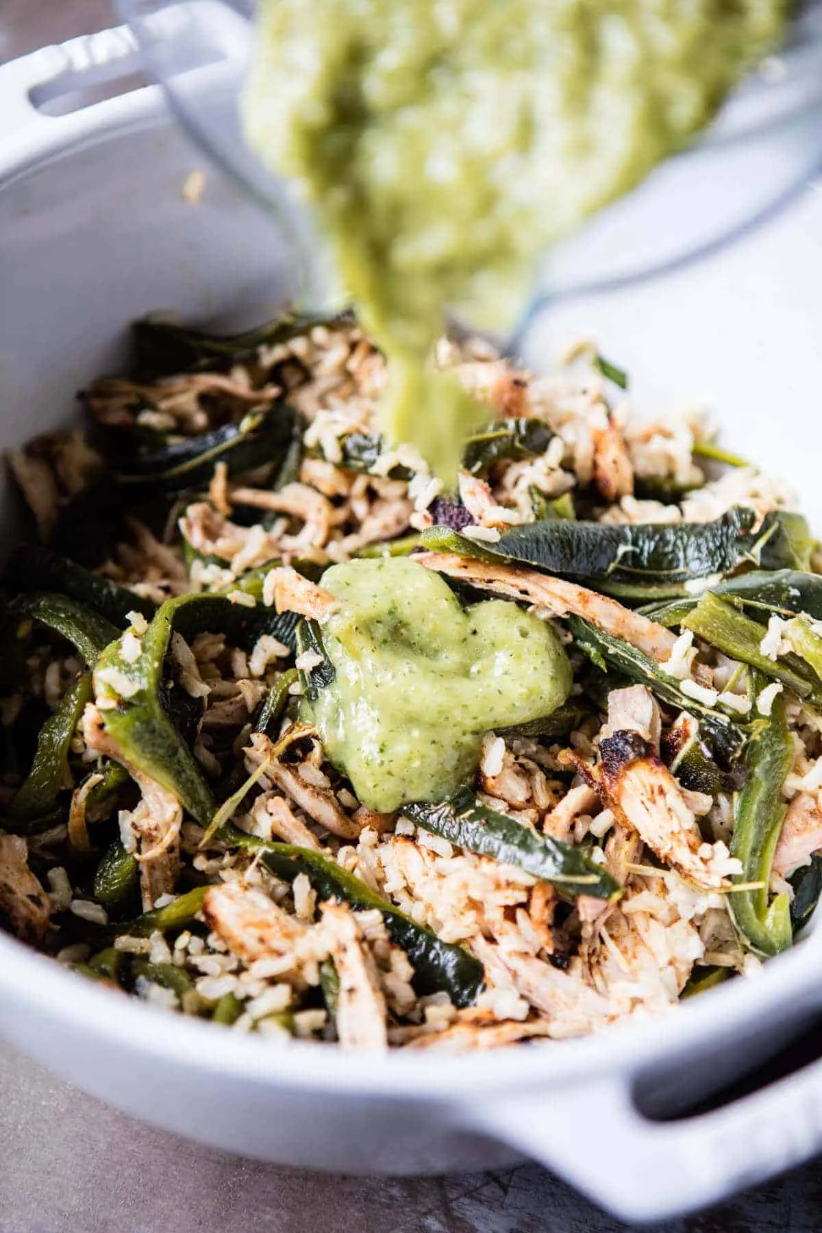 Lightened Salsa Verde Chicken Enchiladas with Pineapple Avocado Salsa