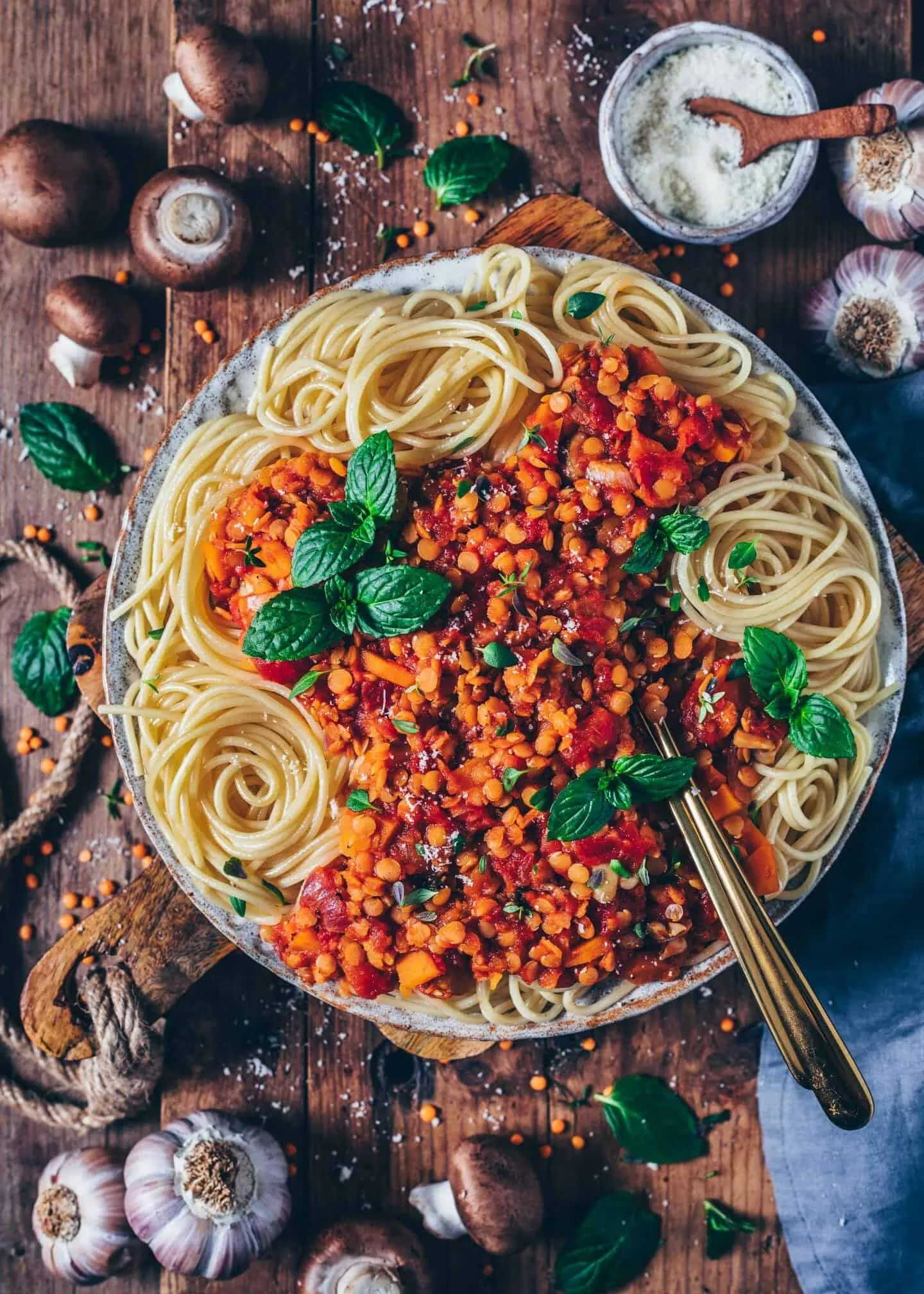 Linsen Bolognese mit Spaghetti Vegan Einfach
