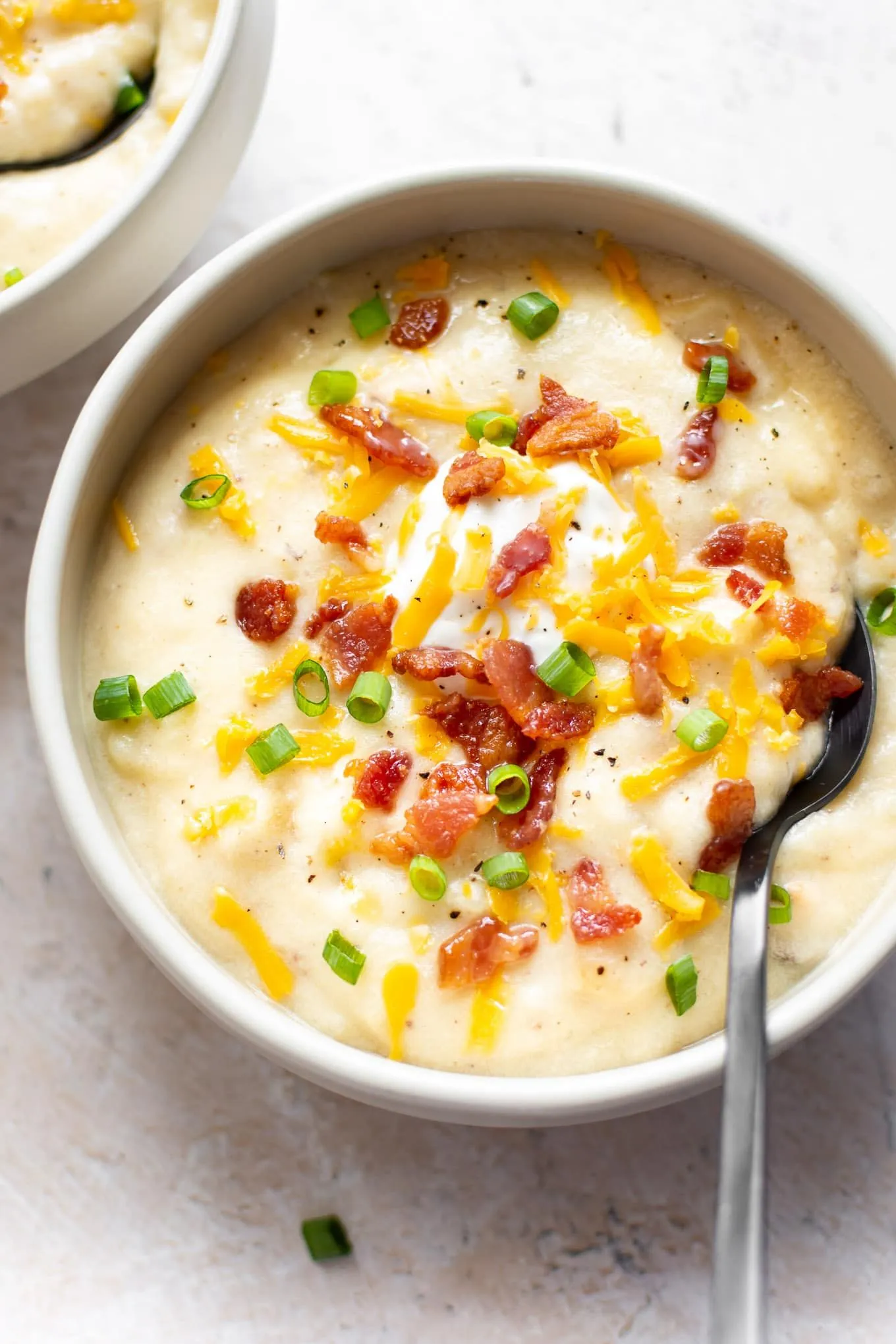 Loaded Baked Potato Soup with Crispy Bacon