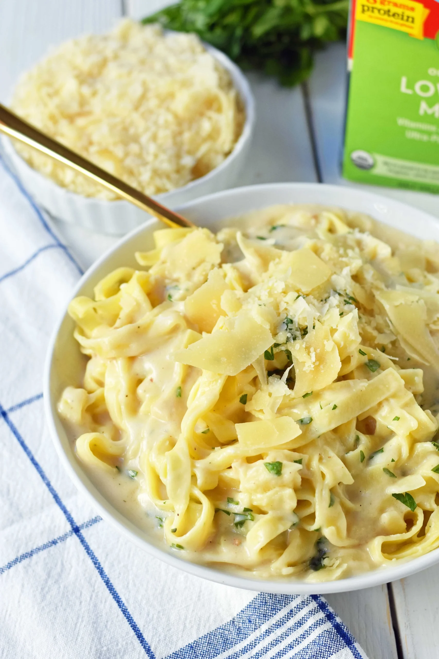 Low Fat Creamy Fettuccine