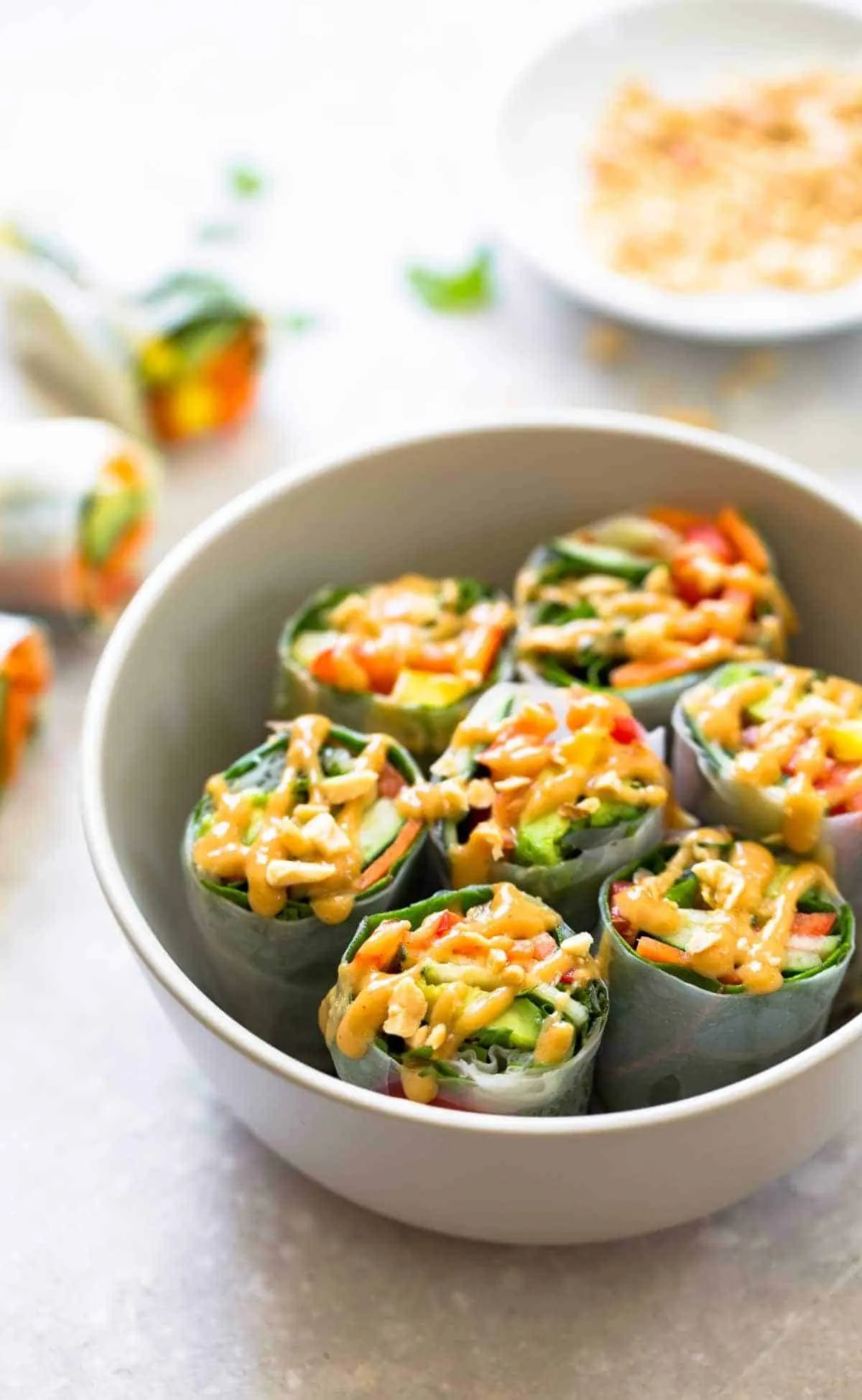 Mango Salsa Summer Rolls with Thai Peanut Dipping Sauce