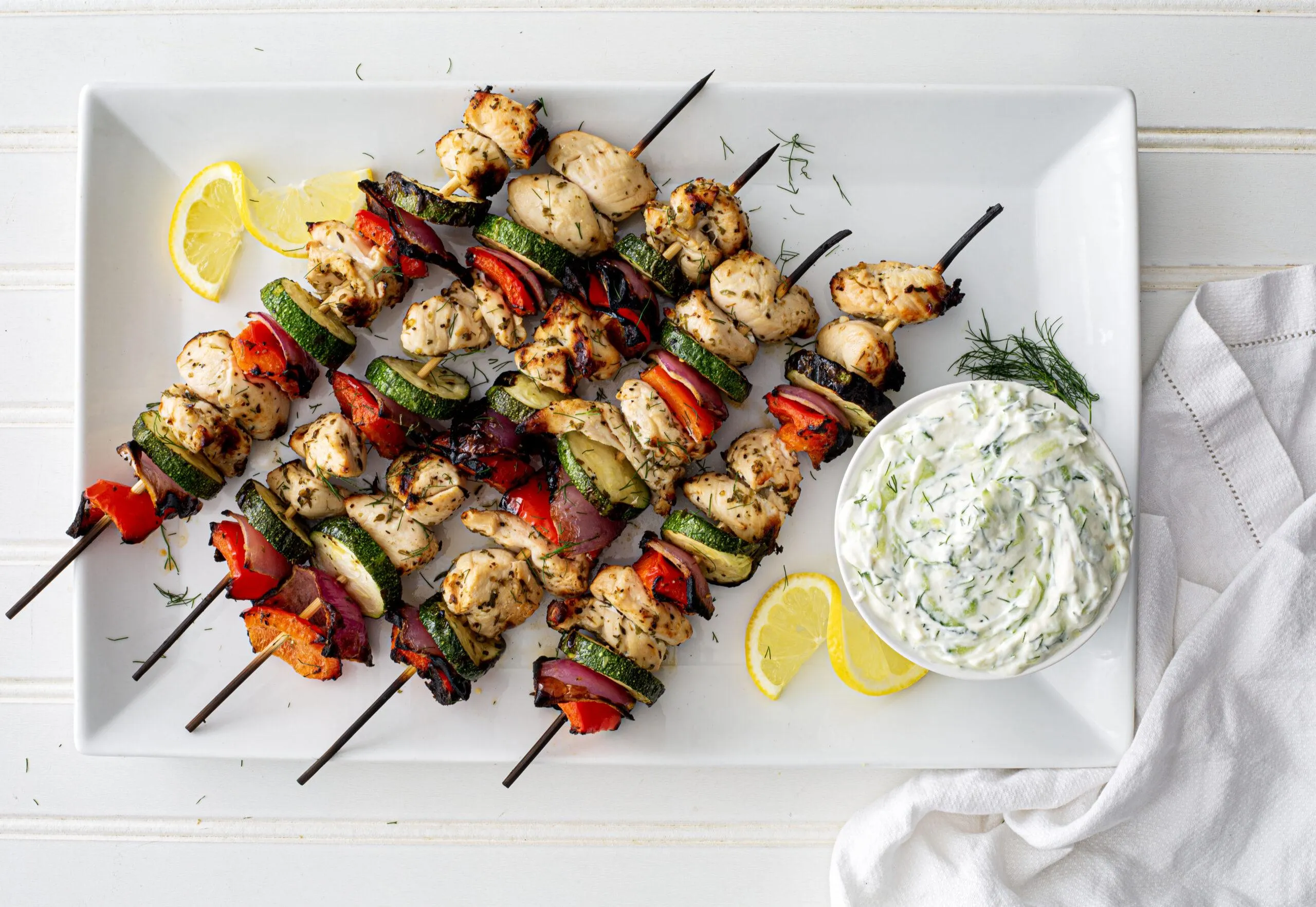 Marinated Chicken Skewers with Spicy Tzatziki Sauce