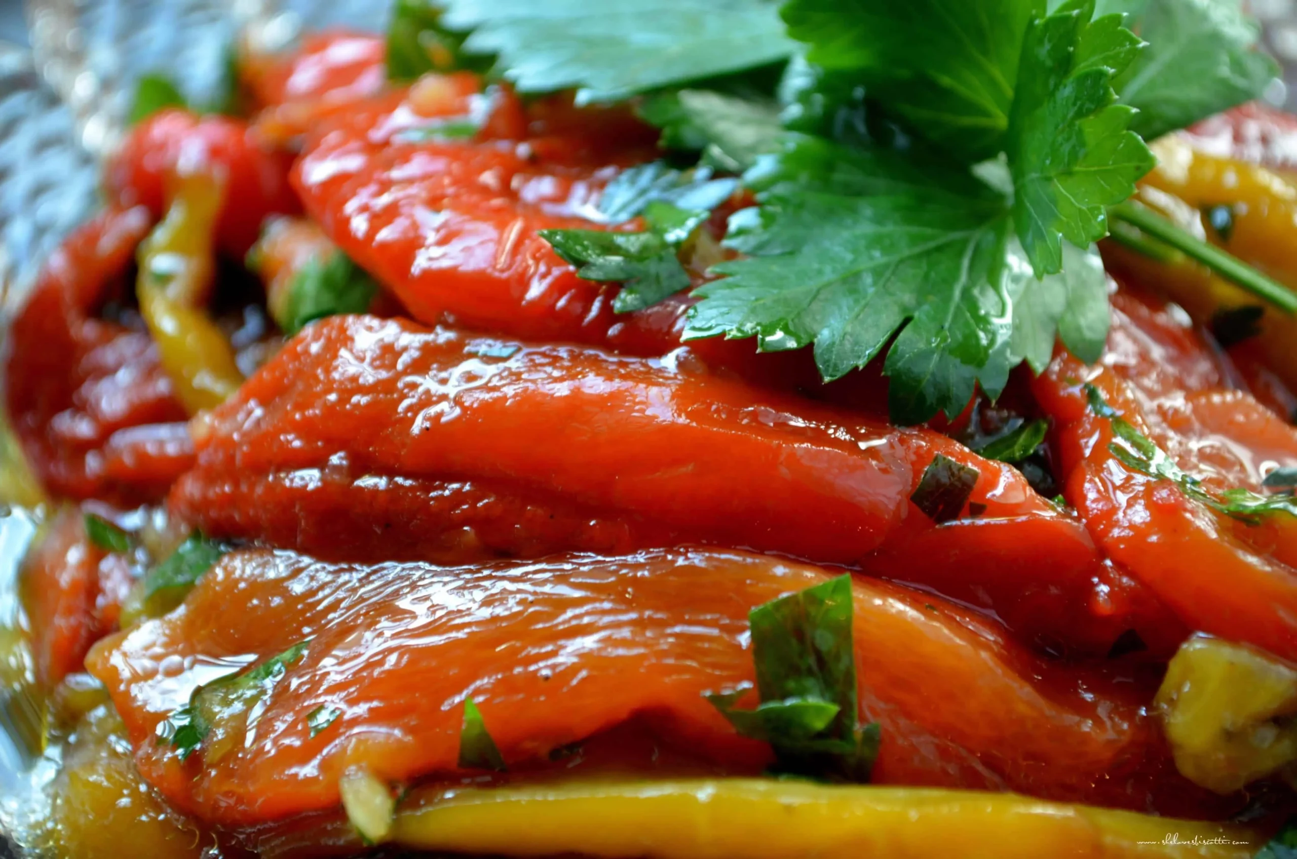 Marinated Roasted Red Sweet Bell Peppers