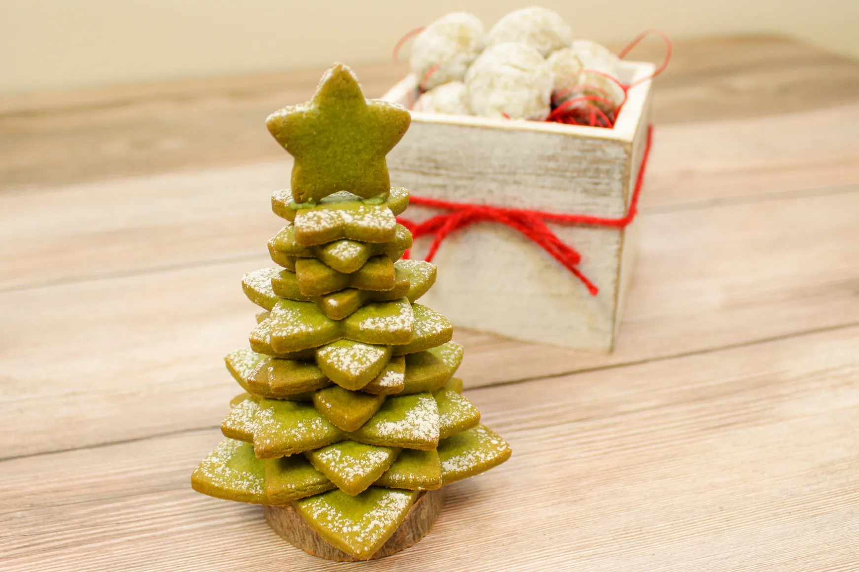 Matcha Cookie Christmas Tree Stacks